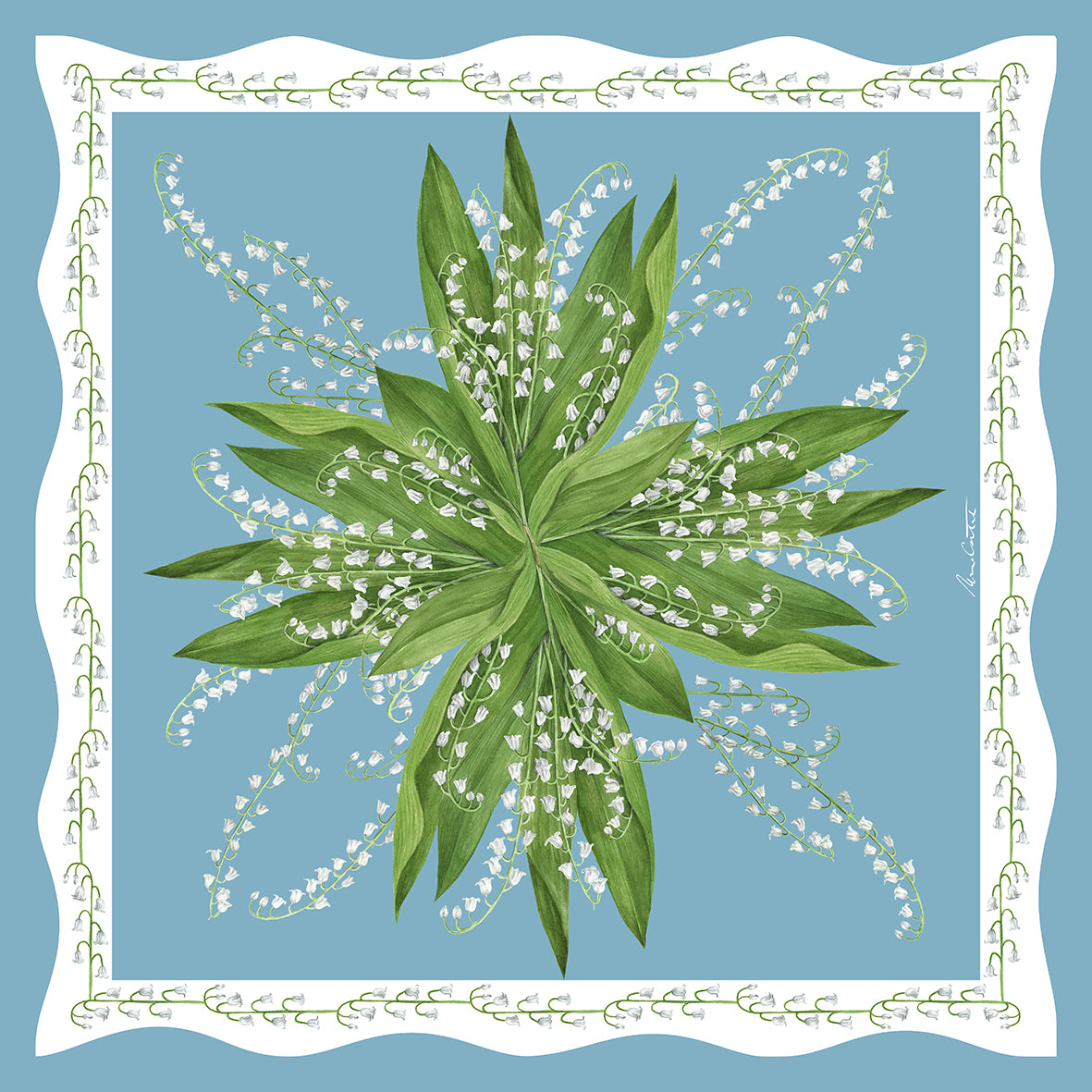 Lily of the Valley – Sky Blue Silk Scarf