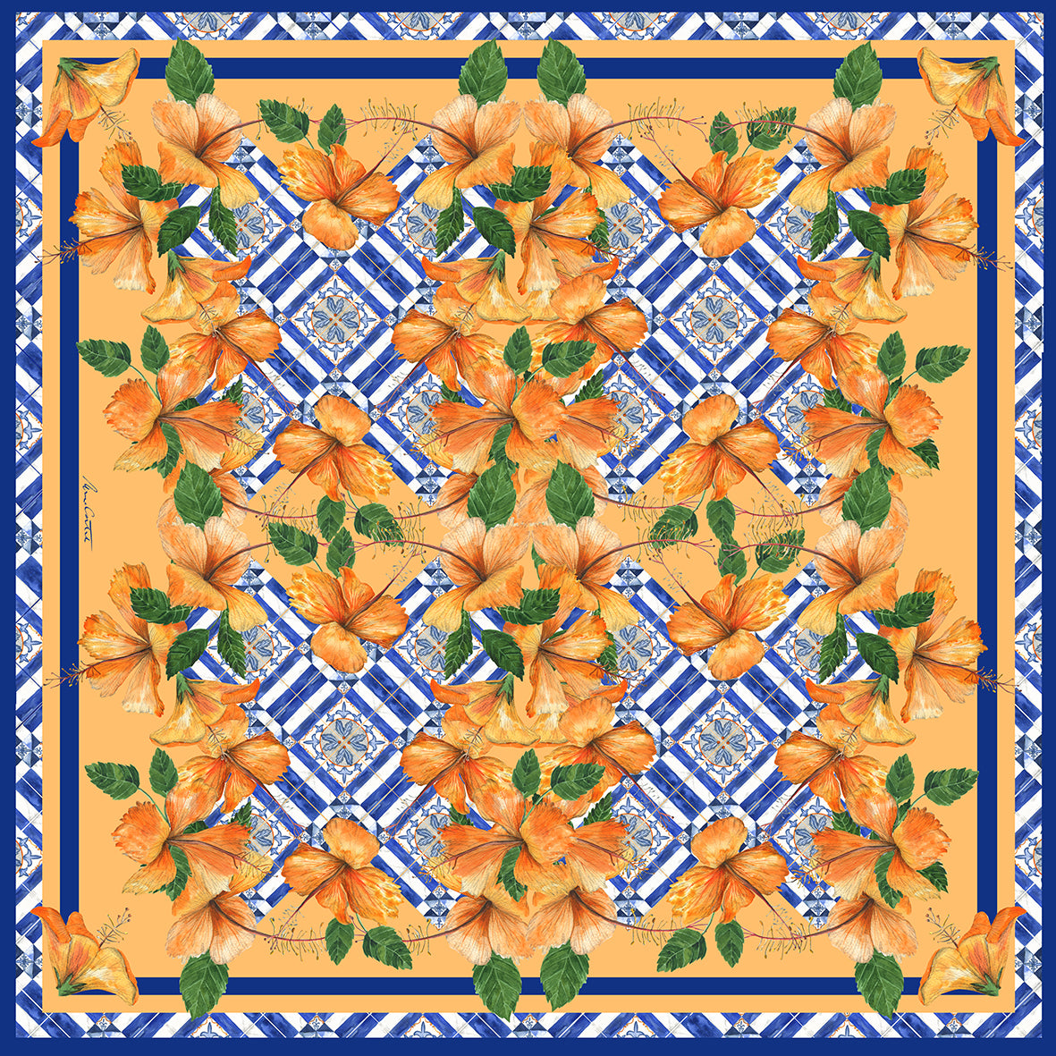 Hibiscus – Orange Silk Scarf