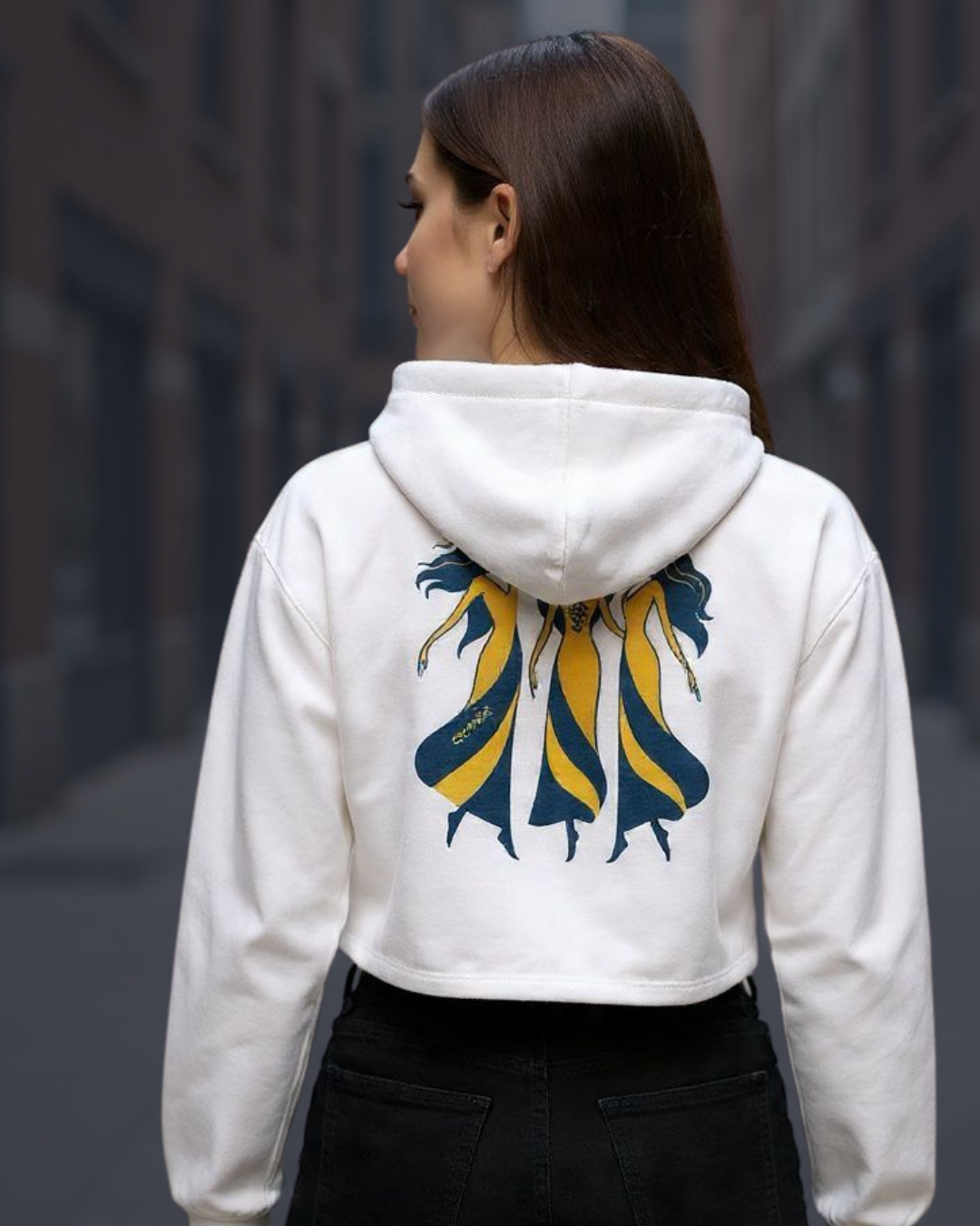 IELE Women's Cropped Hoodie | Bella + Canvas 7502 White