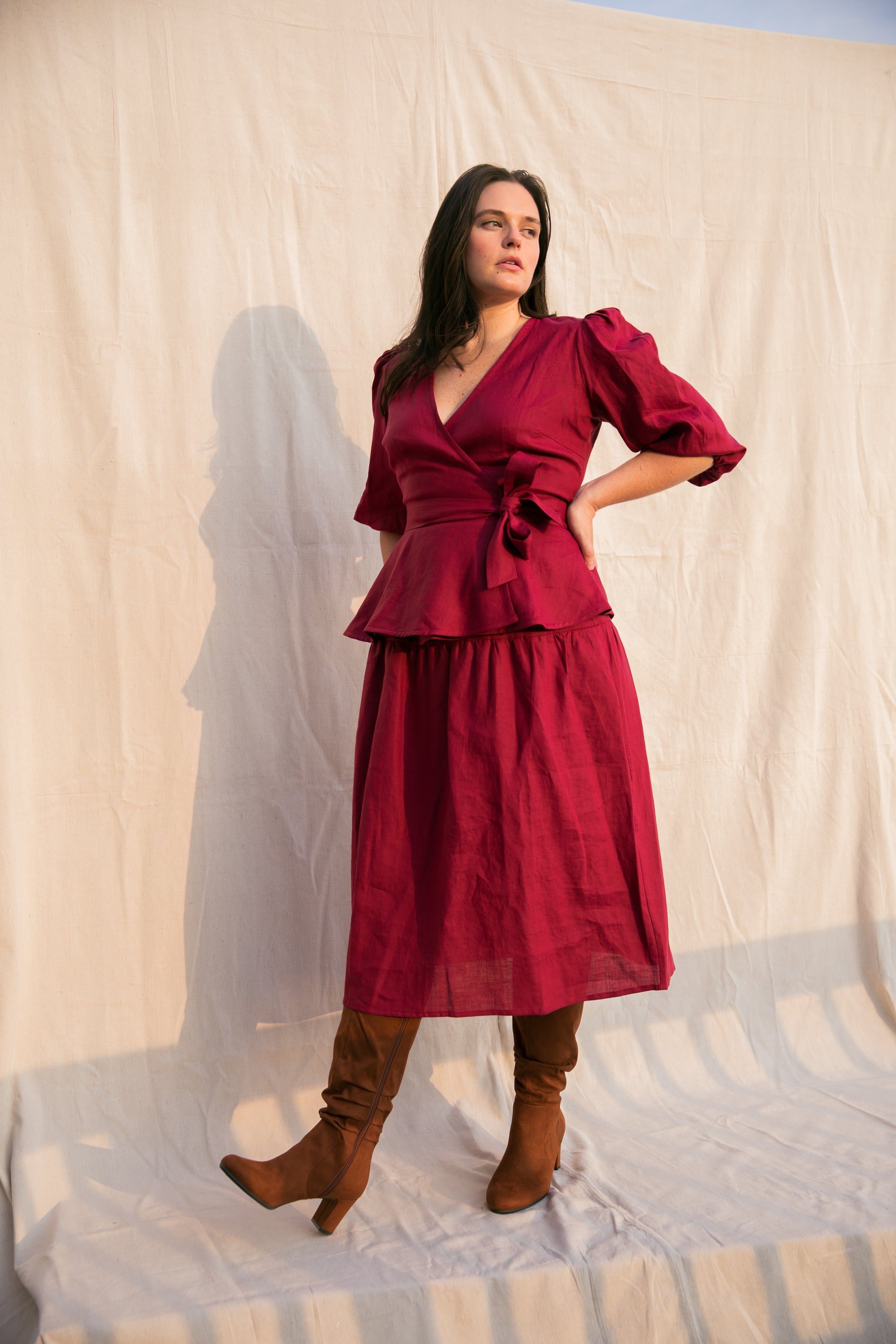 Beth Skirt / Scarlet Red Linen