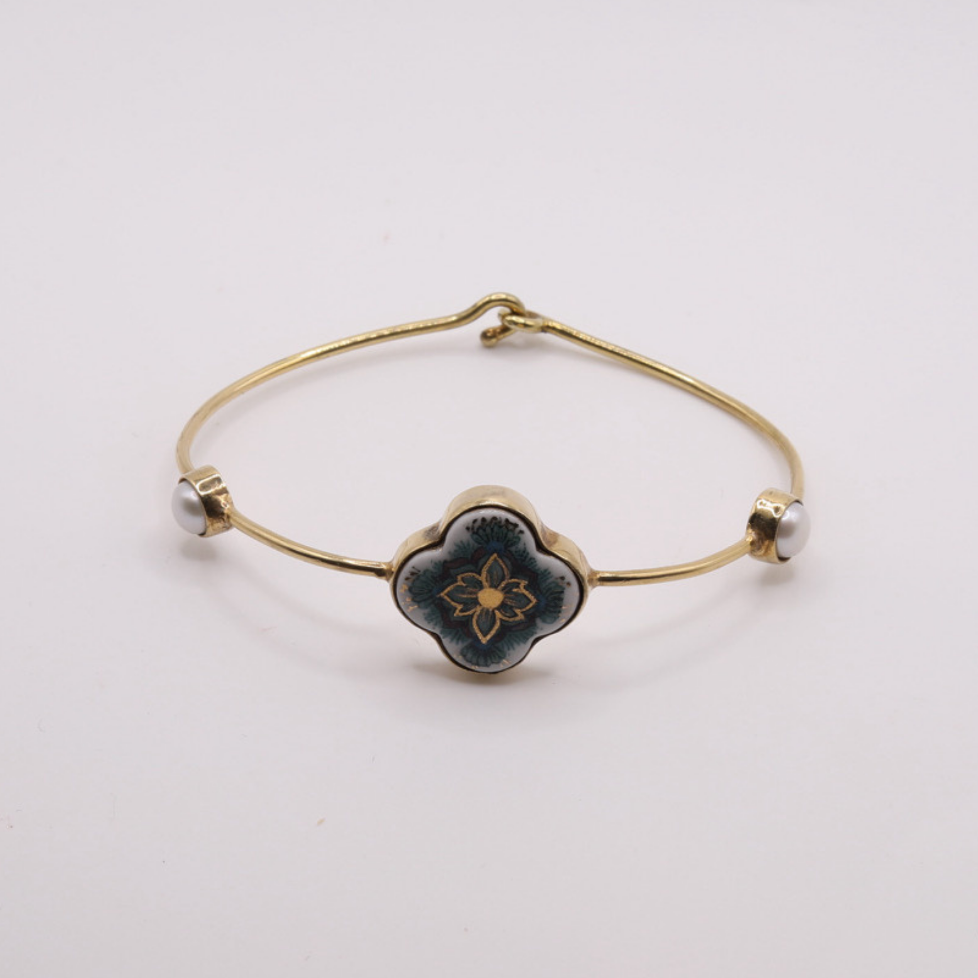 Blue Cross with Pearls Bracelet