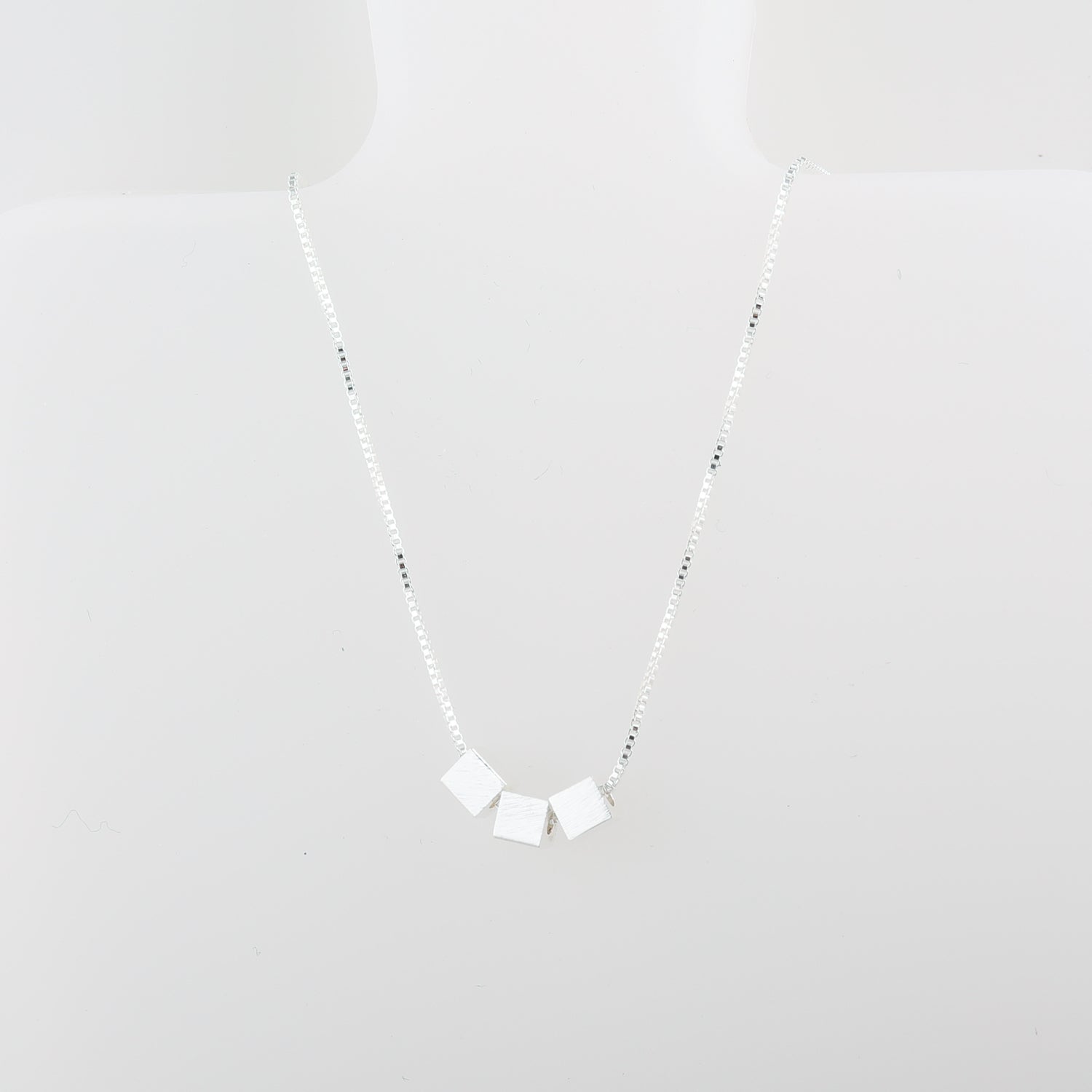 Three Cube Silver Necklace