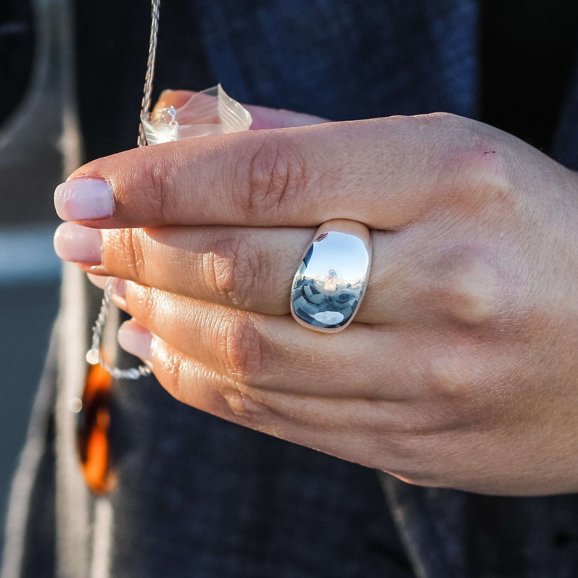 Minimalist dome ring in sterling silver.