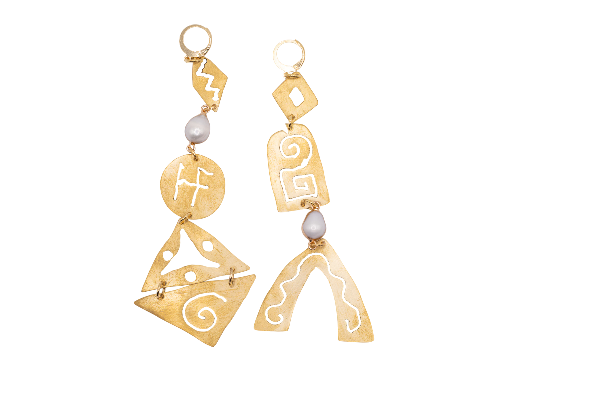 Hyperborean Earrings II - Brass earrings with hyperborean symbols