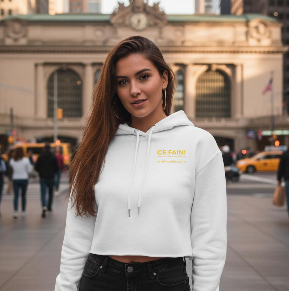 IELE Women's Cropped Hoodie | Bella + Canvas 7502 White