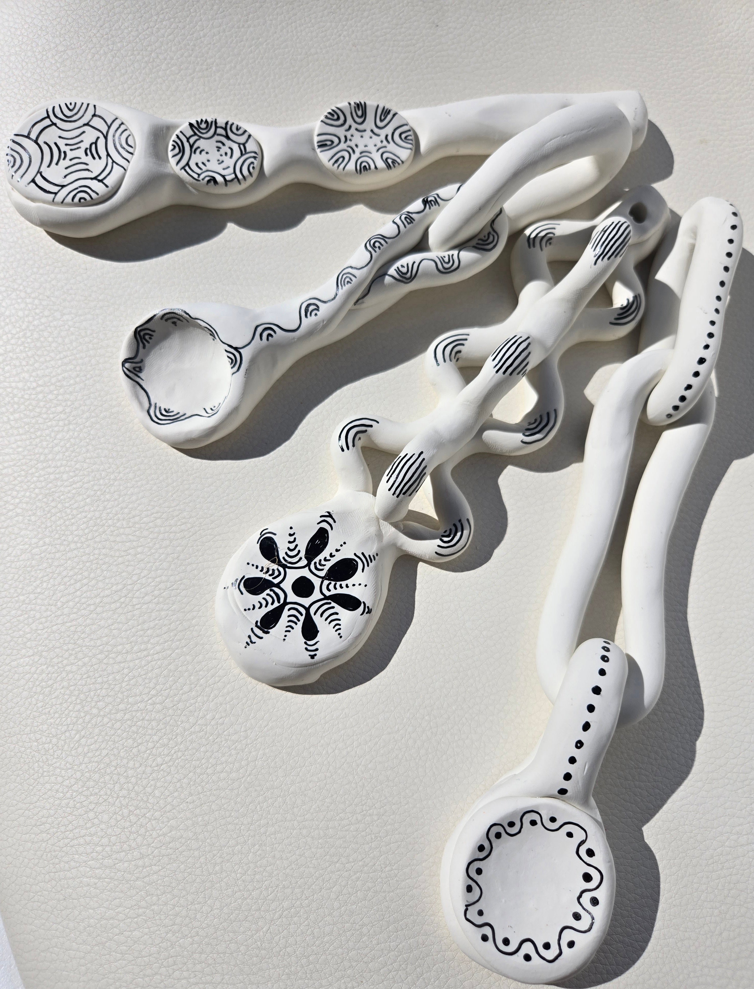 Decorative White Ceramic Spoons – Set of 4