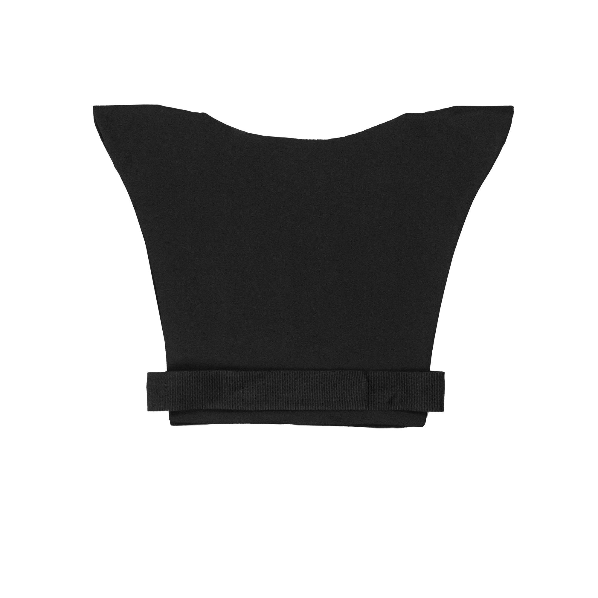 Futuristic High Shoulder Twill Cotton Top With Adjustable Attached Belt in Black