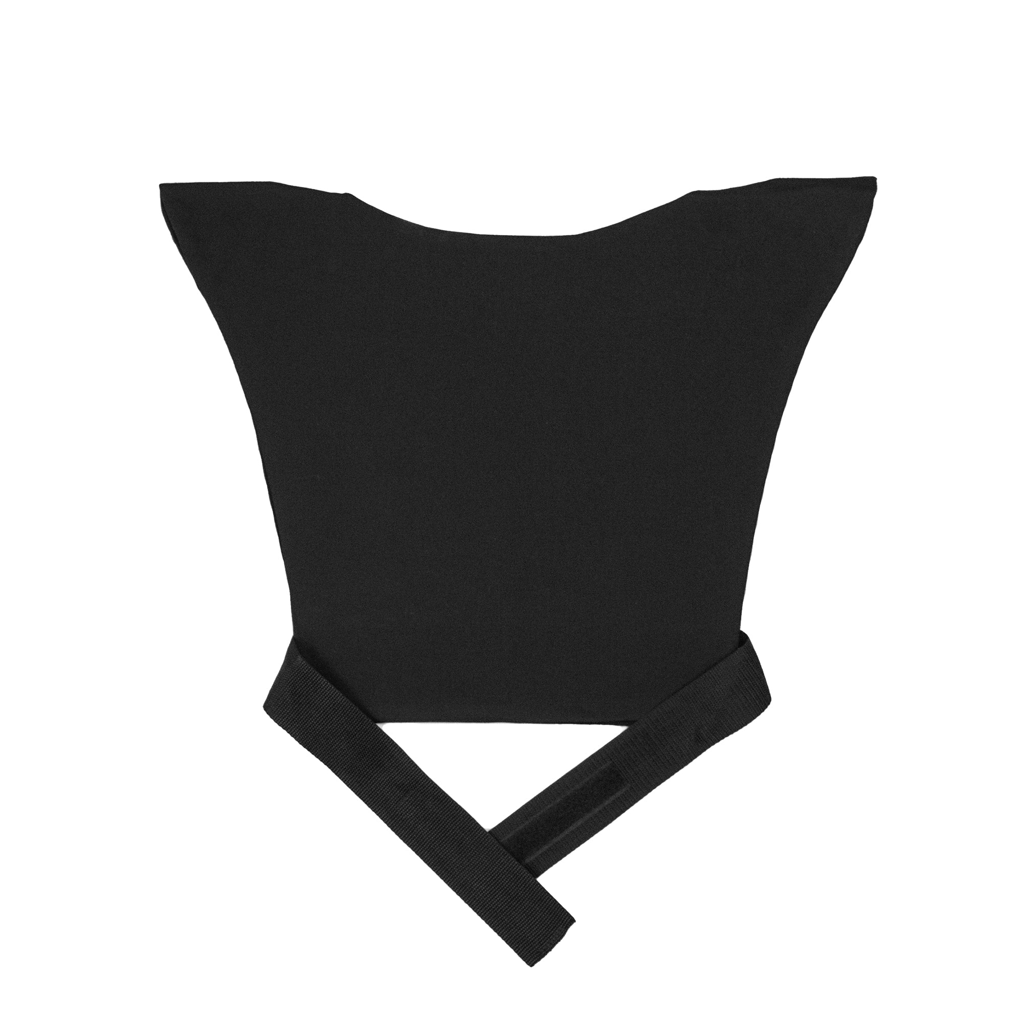 Futuristic High Shoulder Twill Cotton Top With Adjustable Attached Belt in Black