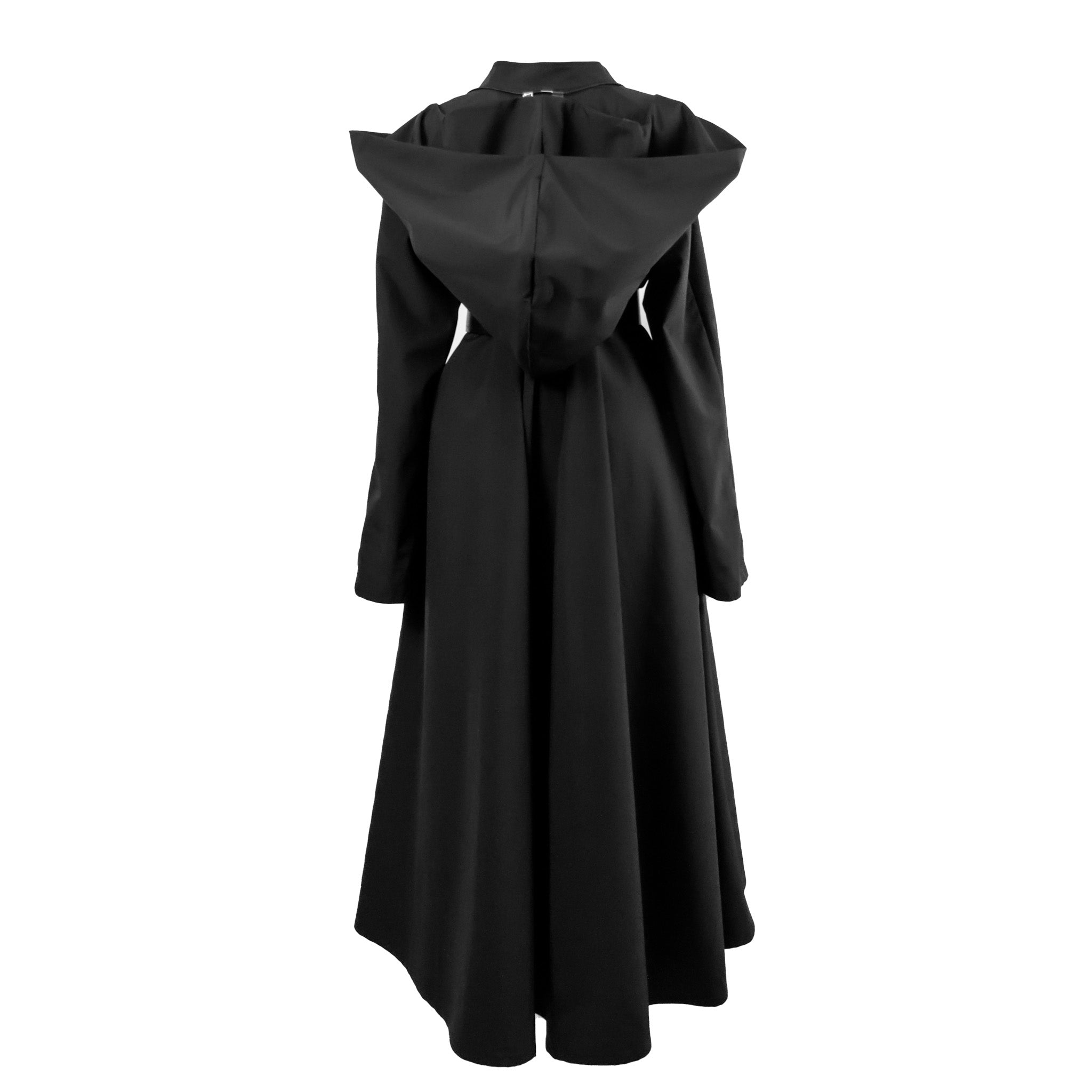 Water-Resistant Jacket with Detachable Hoodie and Adjustable Waistline in Black