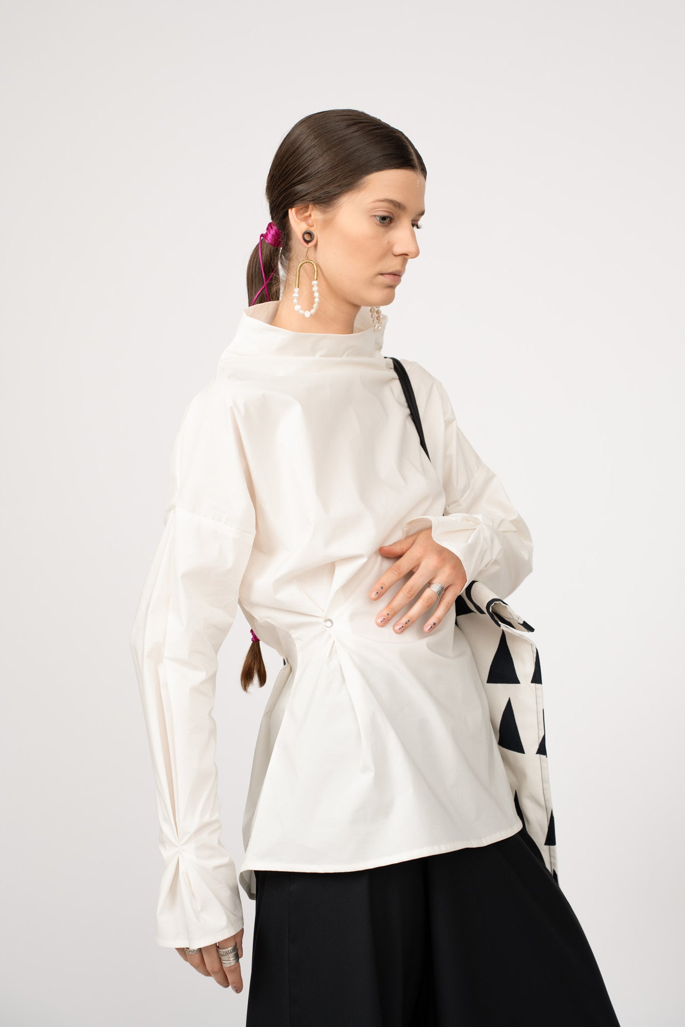 Geometric shirt with snaps