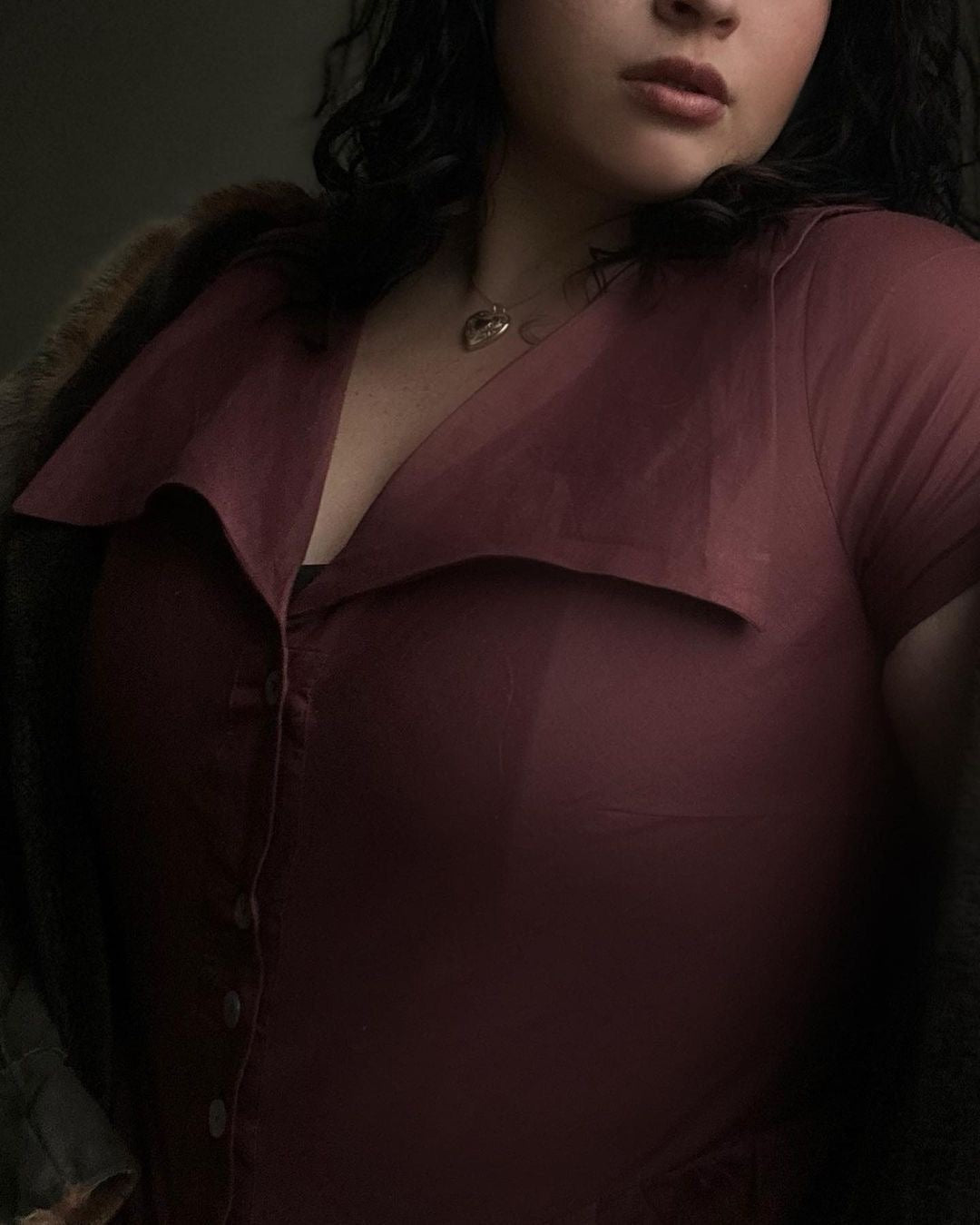 Helena Dress / 100% Linen in Plum with Shell Buttons