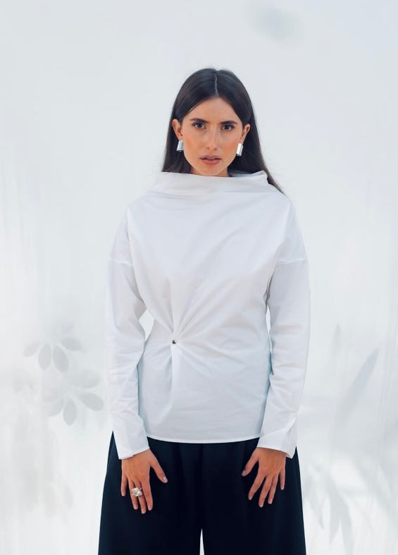 Geometric shirt with snaps