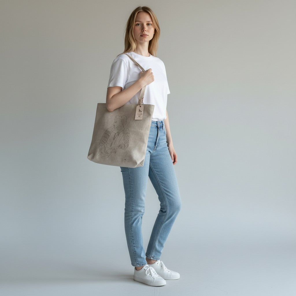 Large Blouse Roumain Leather Tote Bag