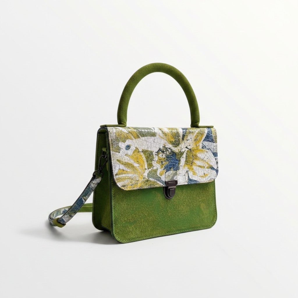 Small Painted Leather Green Handbag
