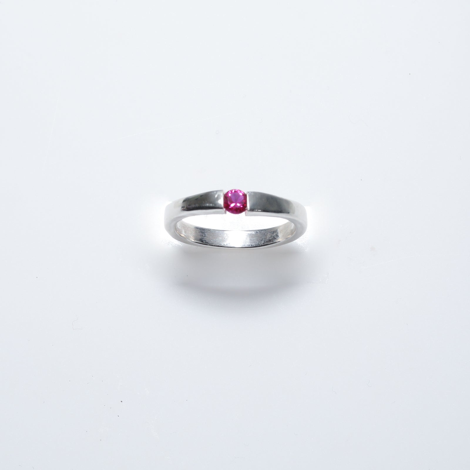 Sterling Silver Ring with Tension-Set Ruby