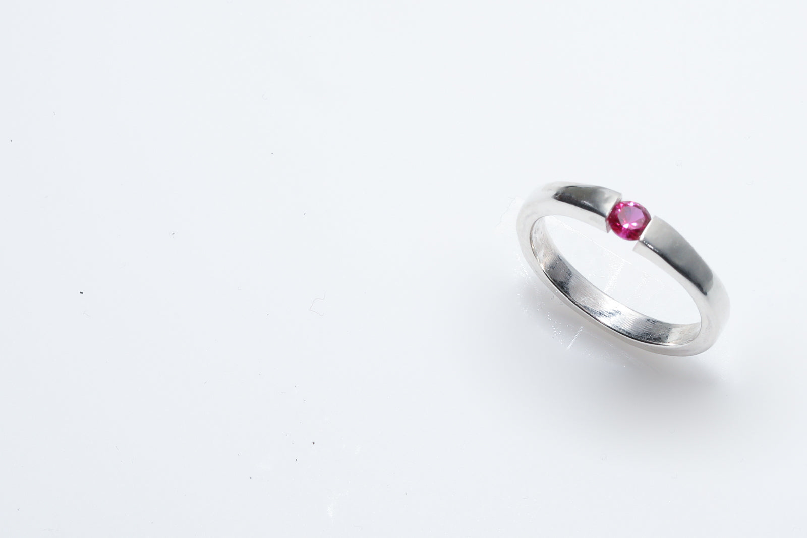 Sterling Silver Ring with Tension-Set Ruby