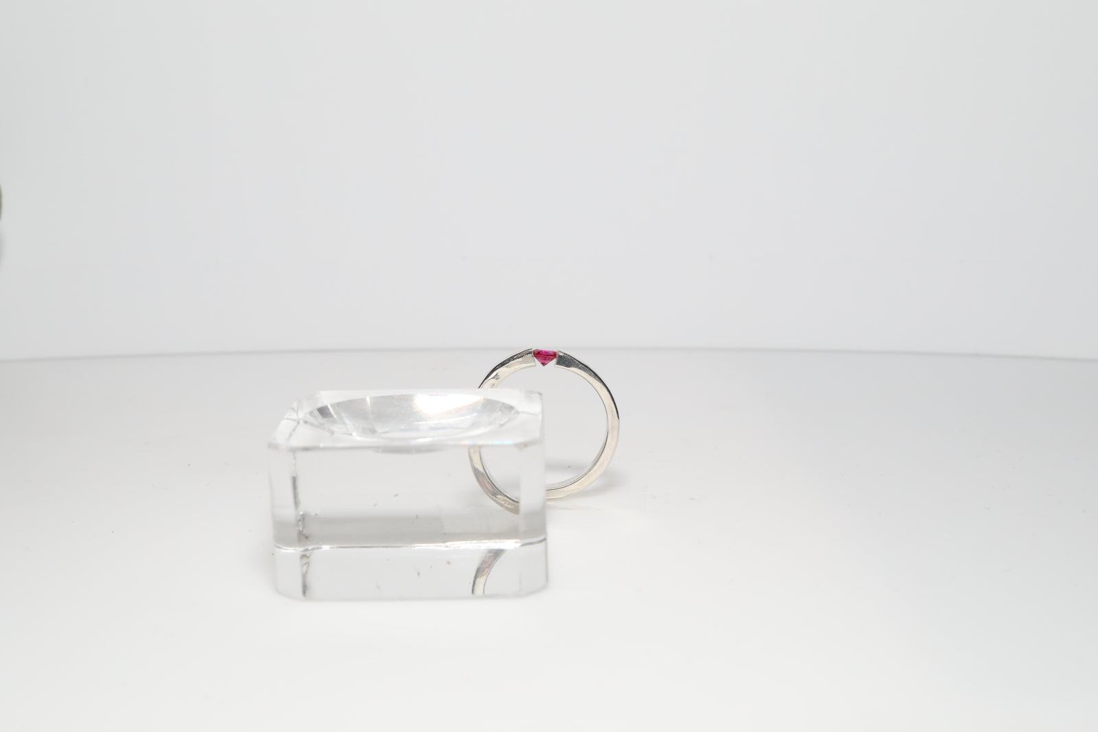 Sterling Silver Ring with Tension-Set Ruby