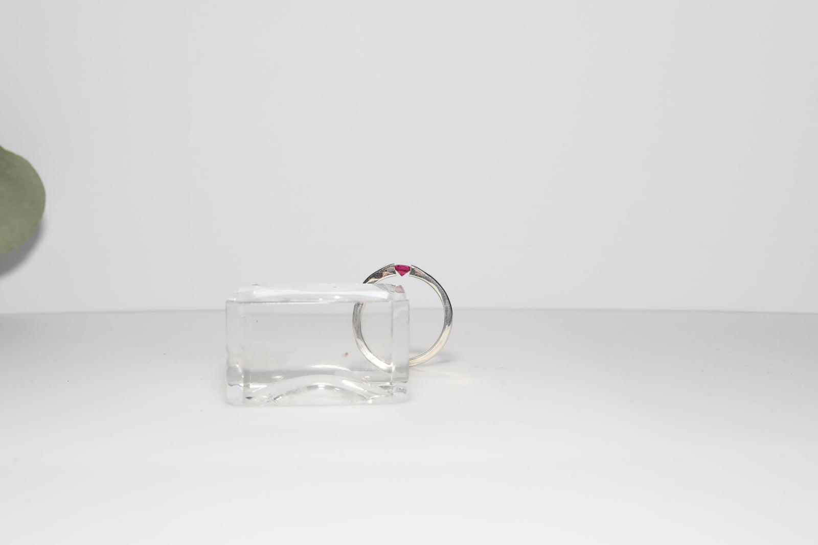 Sterling Silver Ring with Tension-Set Ruby
