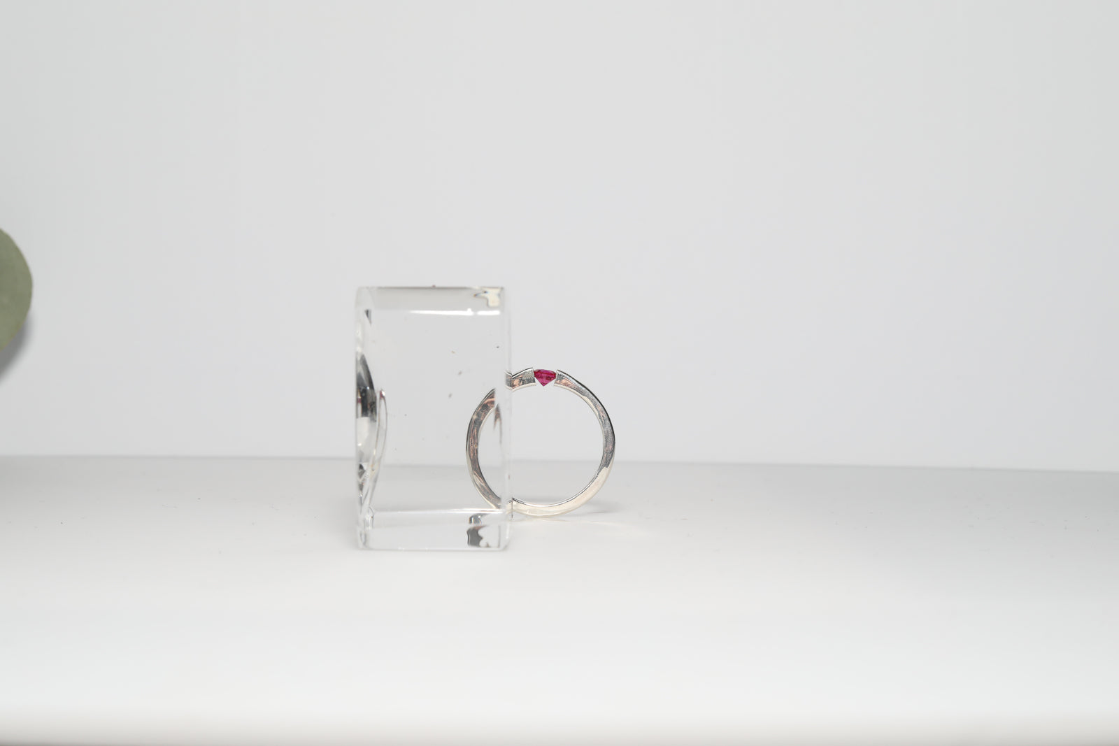 Sterling Silver Ring with Tension-Set Ruby