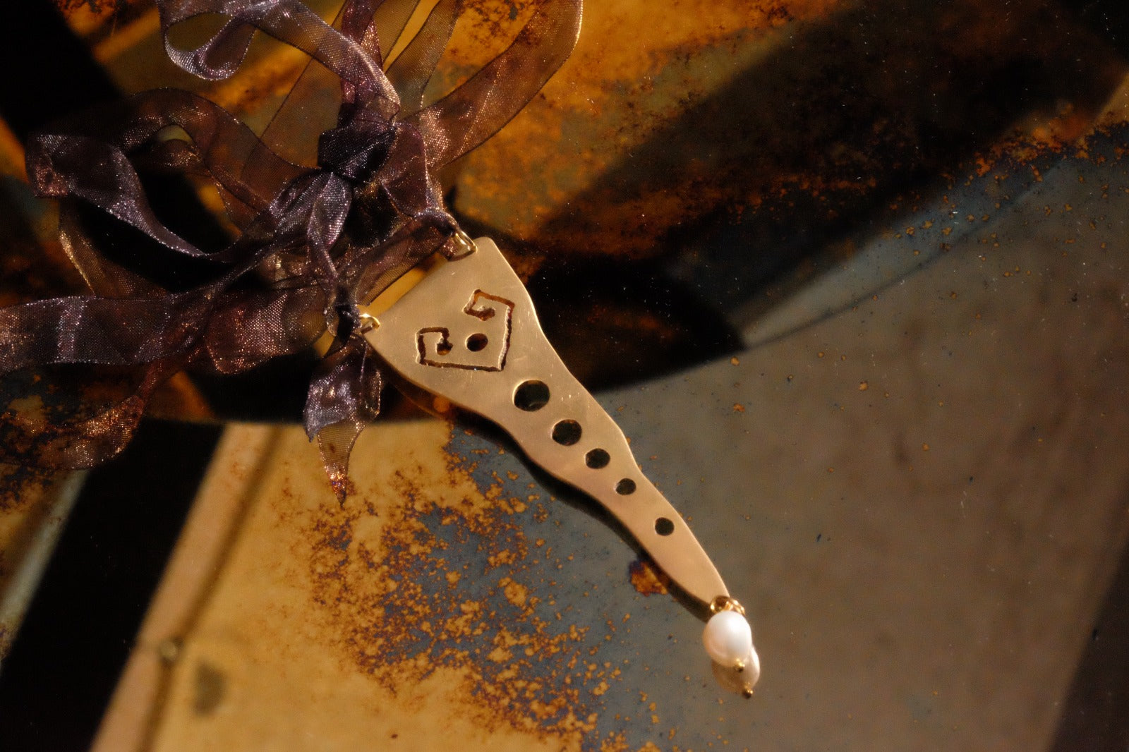 Brass necklace with hyperborean symbols