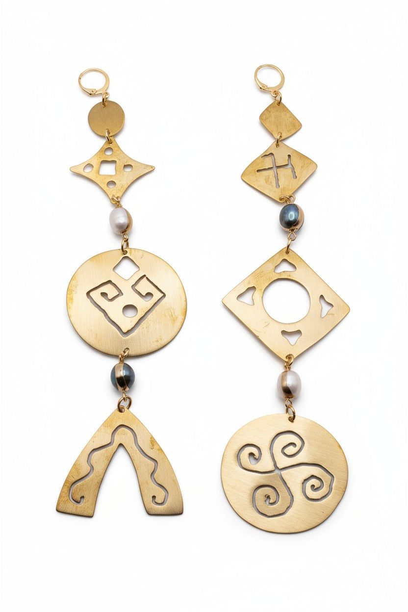 Brass earrings with hyperborean symbols