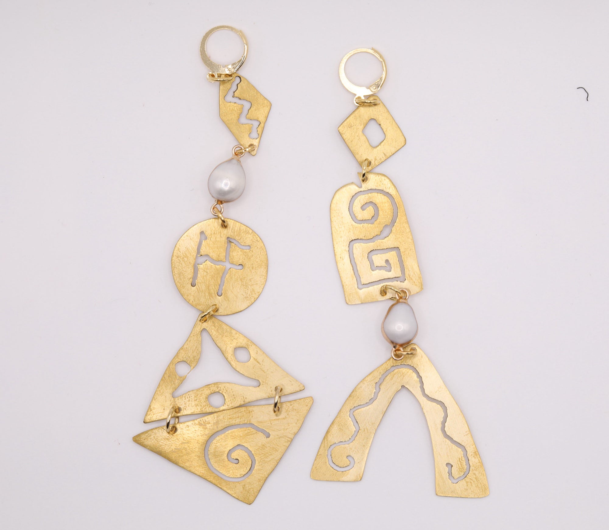 Hyperborean Earrings II - Brass earrings with hyperborean symbols