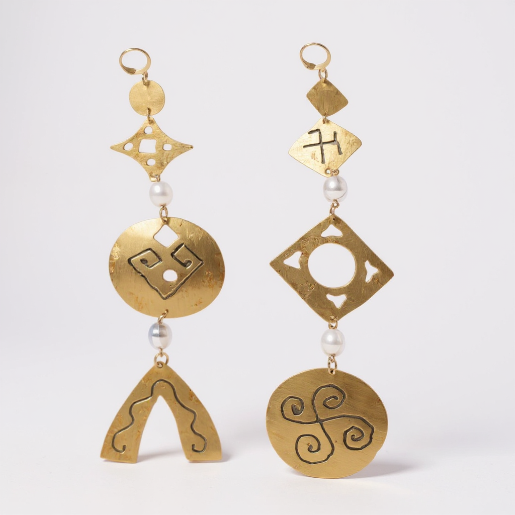 Brass earrings with hyperborean symbols