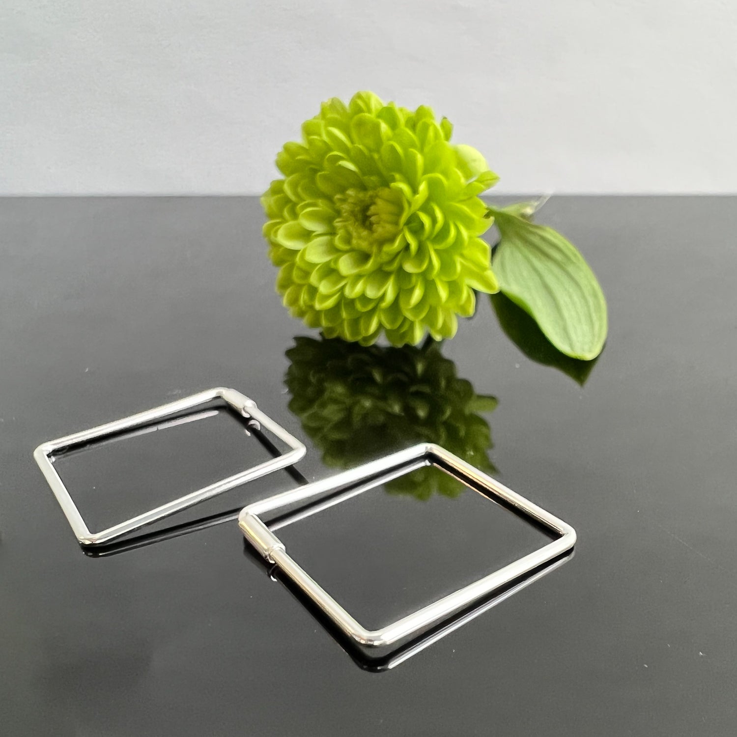 Silver Square Hoop Earrings