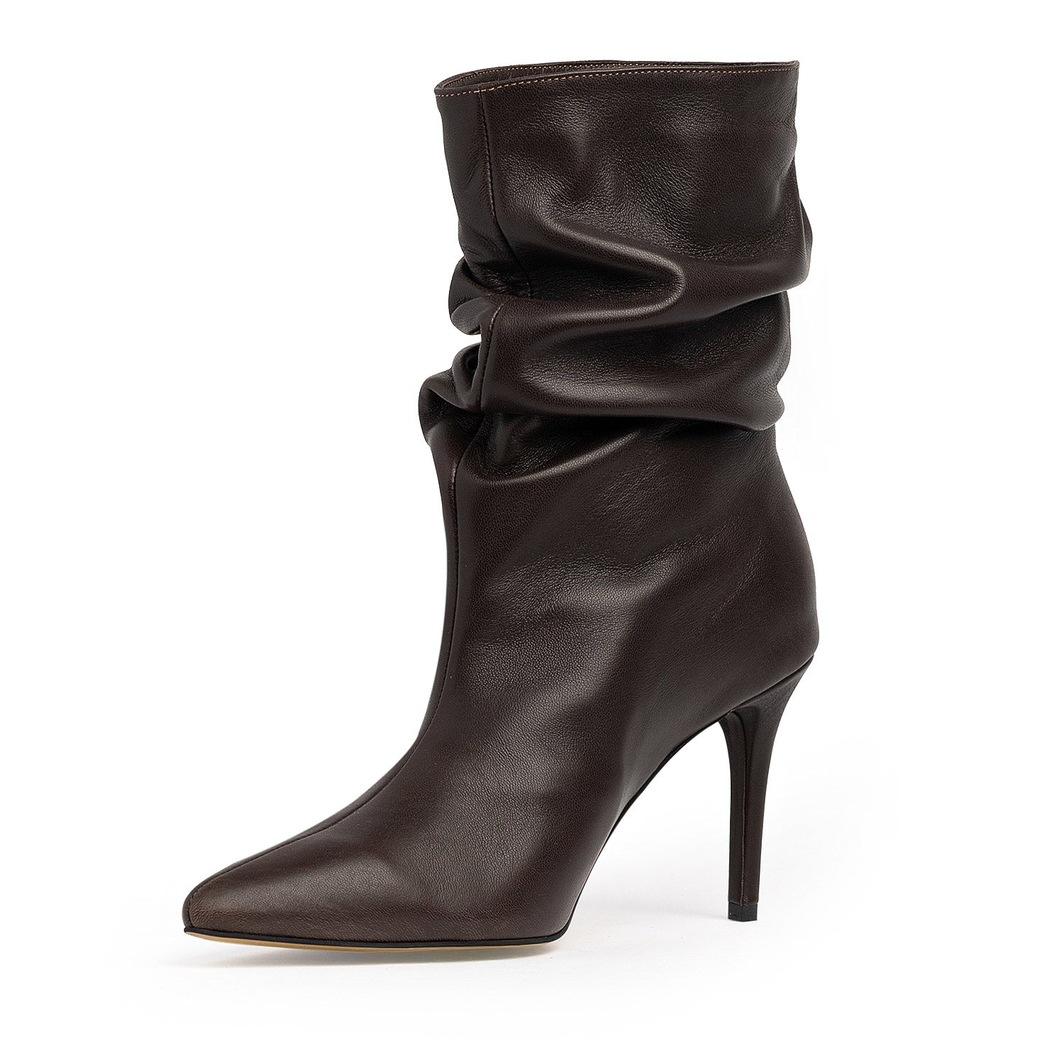 Lunaire Espresso Brown Nappa Leather Ankle Boots
