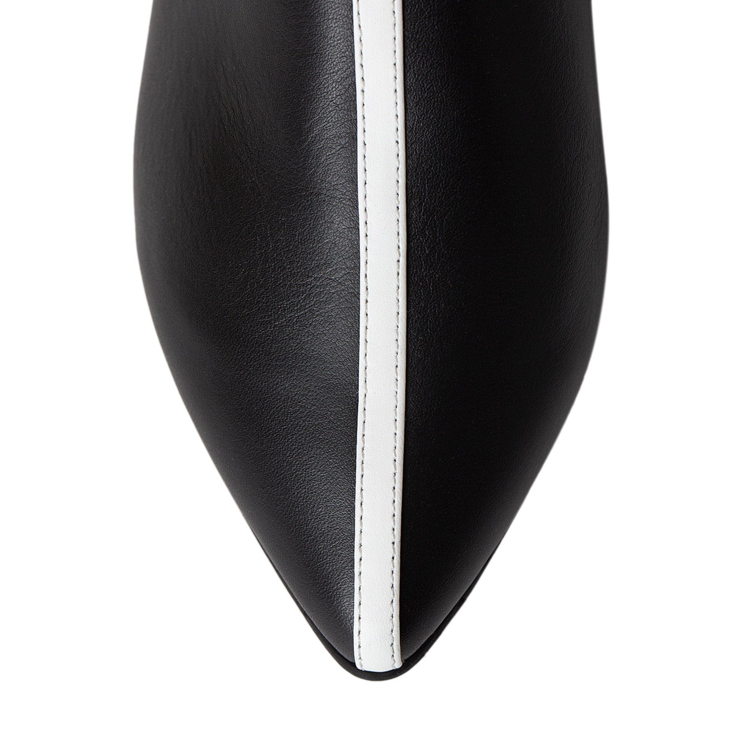 Horiz-On Black&White Nappa Leather Flat Mules