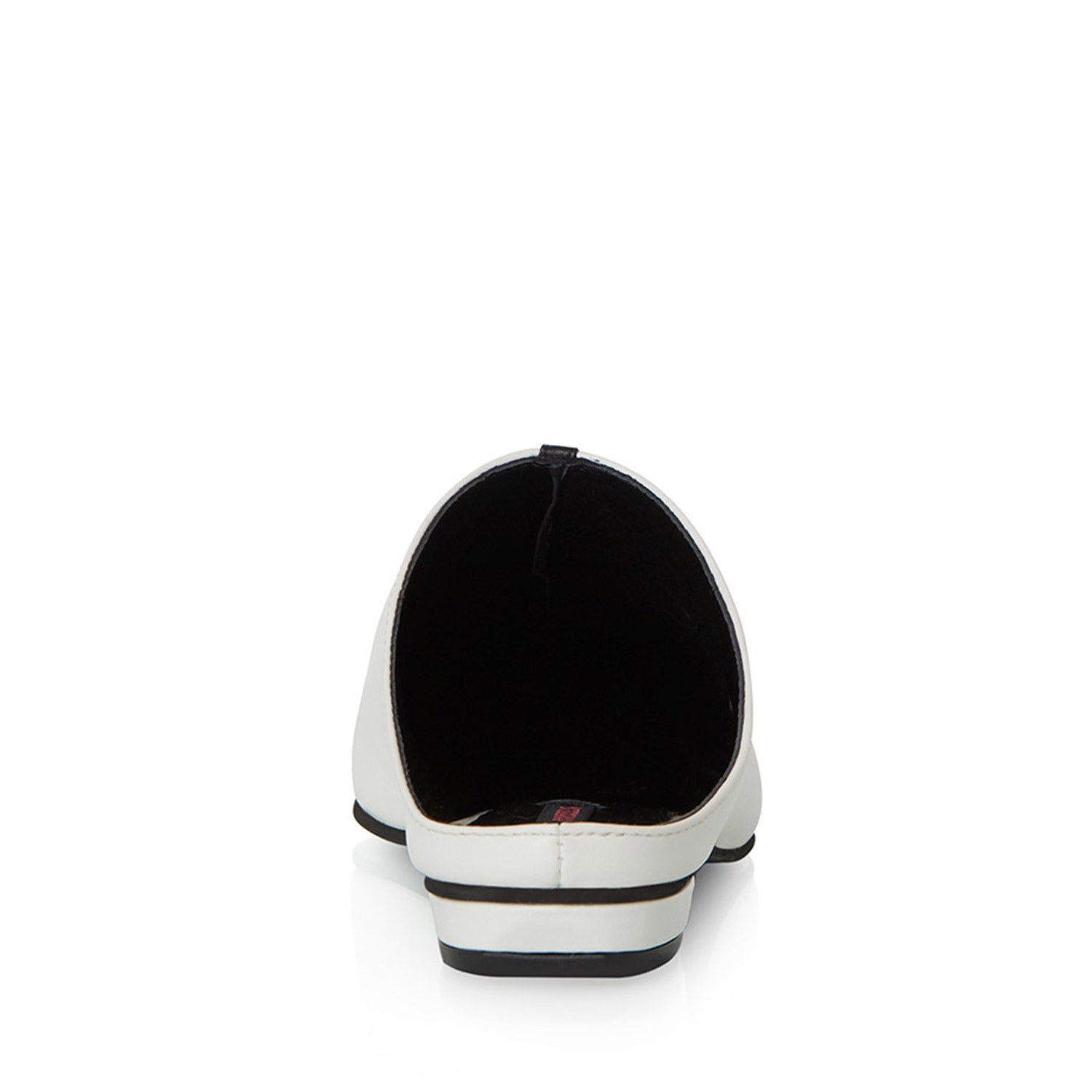 Horiz-On White&Black Nappa Leather Flat Mules