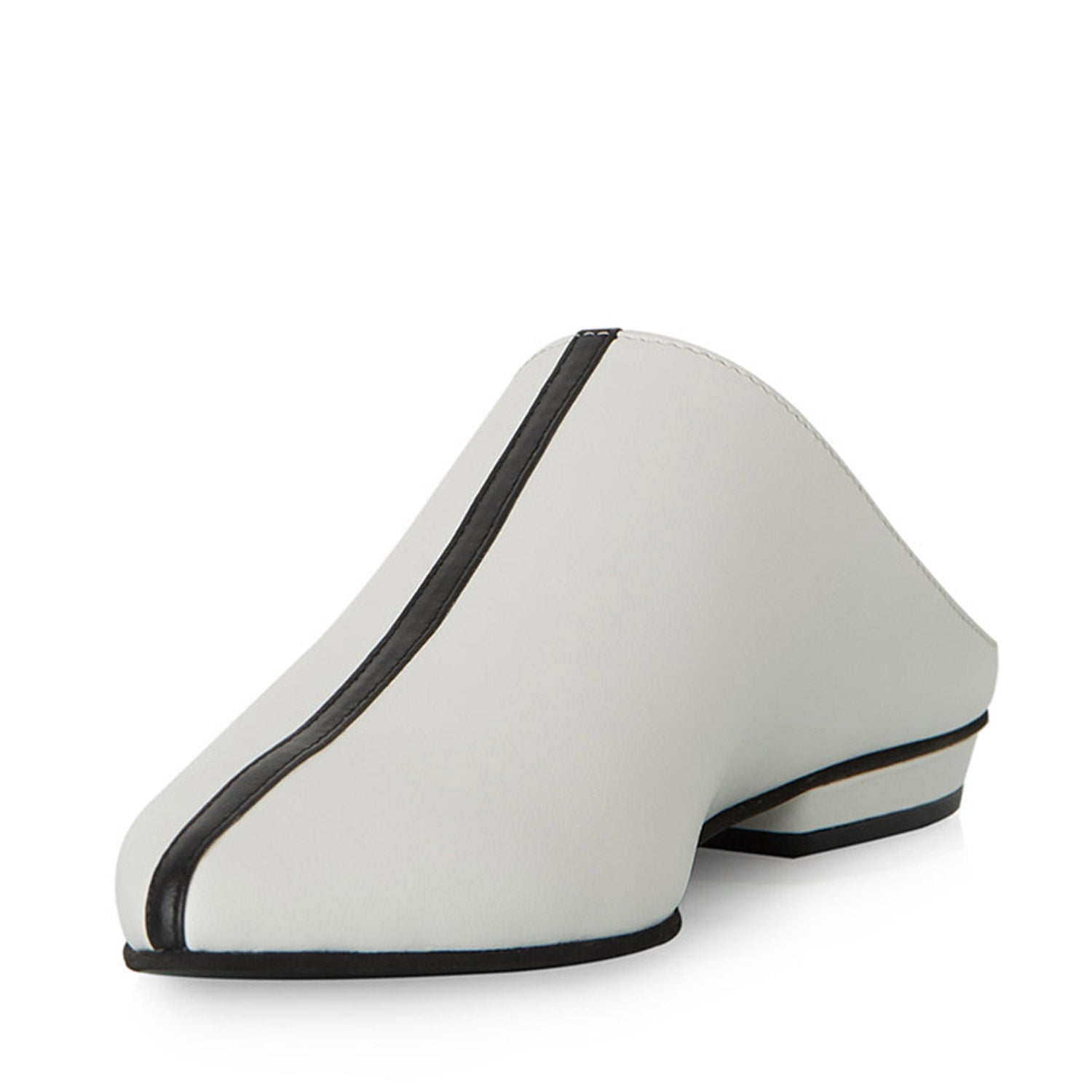 Horiz-On White&Black Nappa Leather Flat Mules