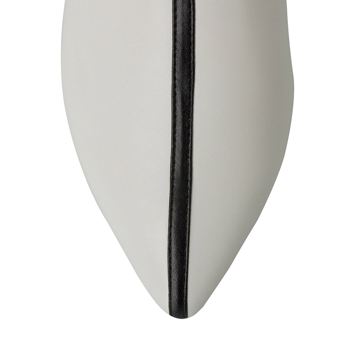 Horiz-On White&Black Nappa Leather Flat Mules