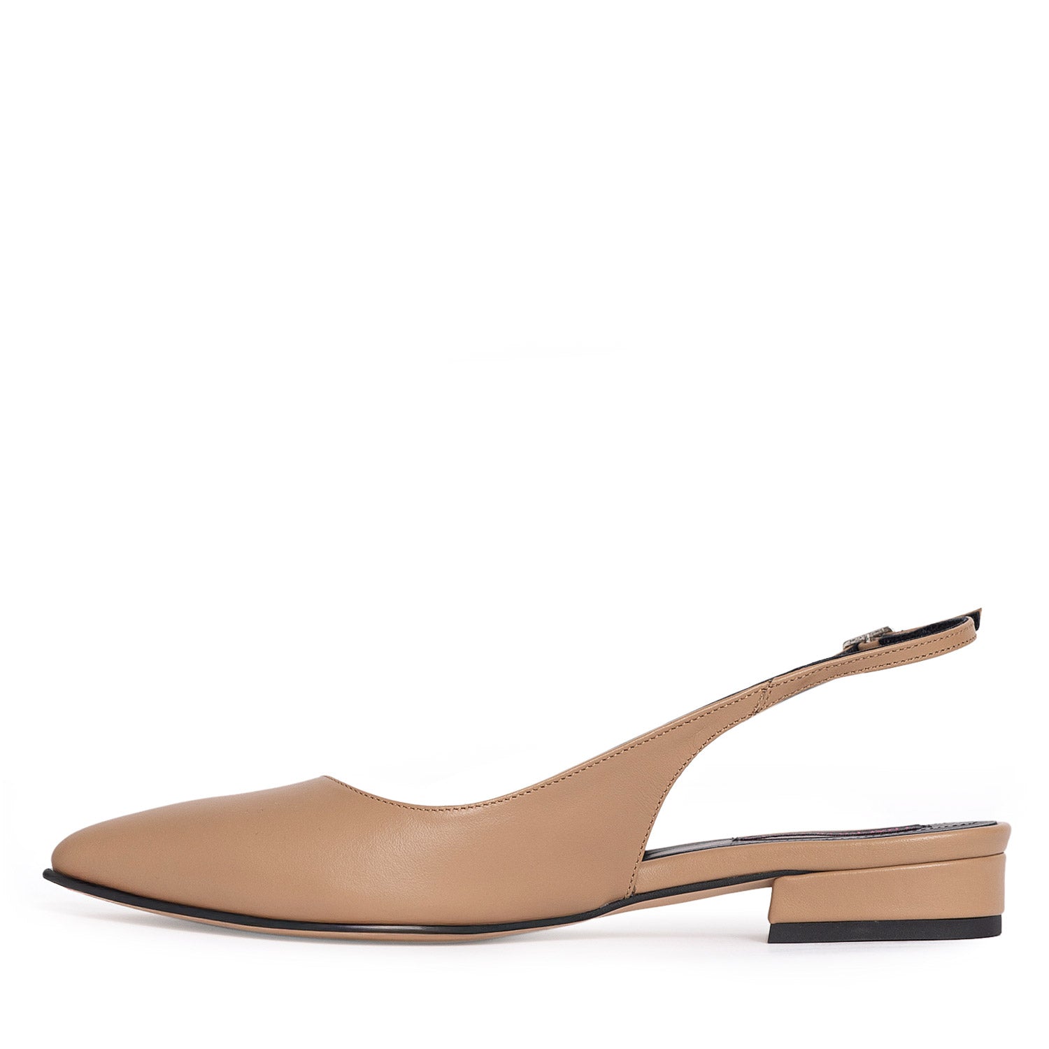 Zephyr Nude Nappa Leather Flat Slingback Shoes