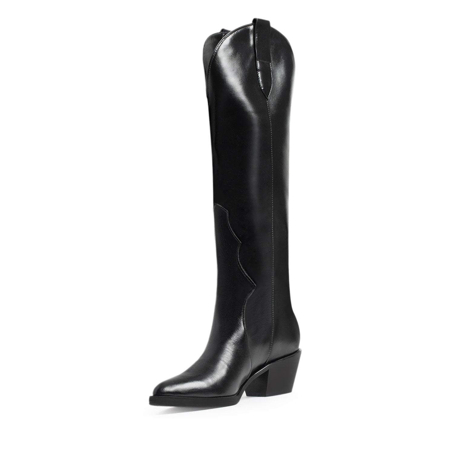 Solstice Black Nappa Leather Cowboy Boots