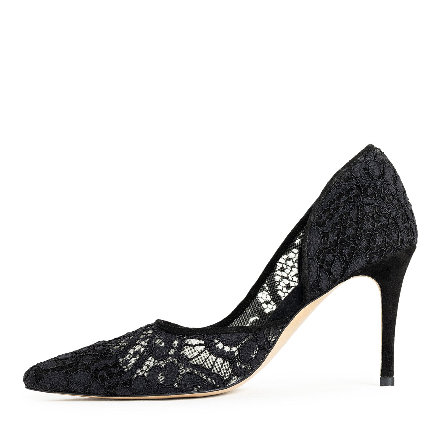 Éthérée Black Lace Stiletto Shoes