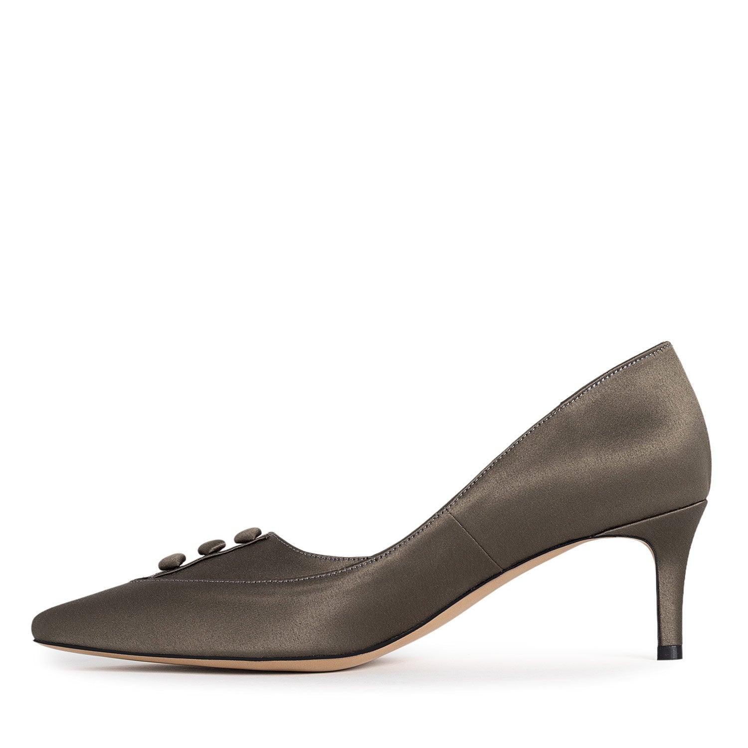 Rito Privato Dark Olive Satin Stiletto Shoes