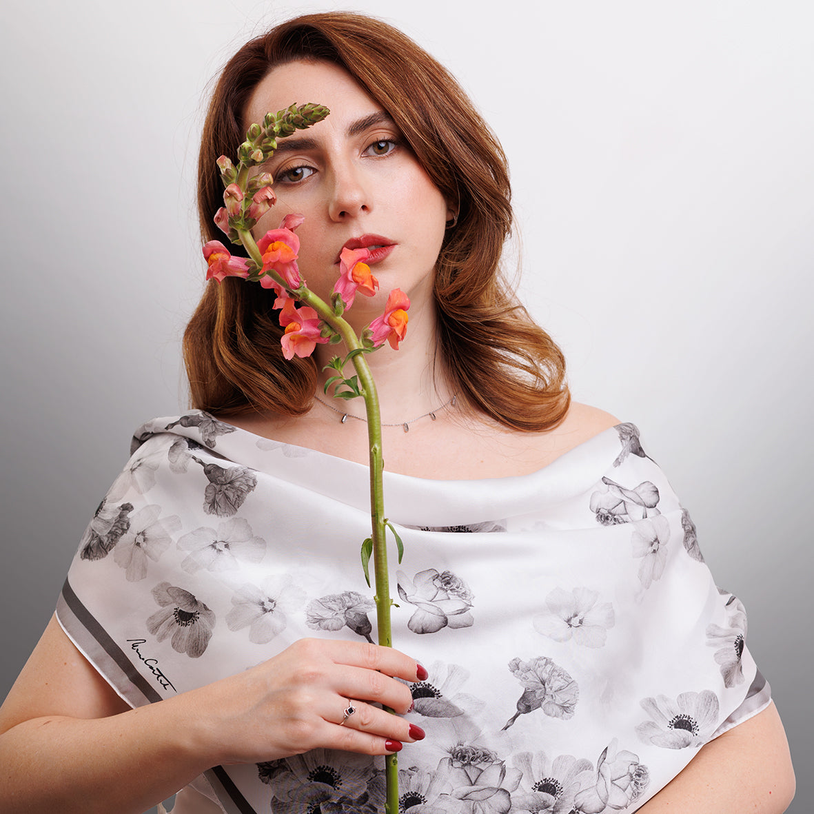 Anemone – Monochrome Silk Scarf