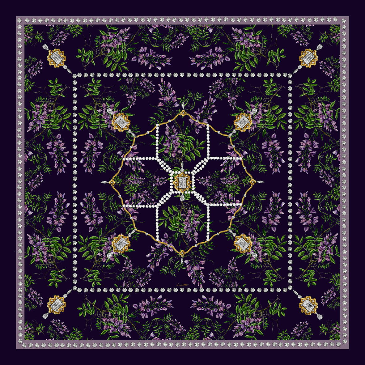 Wisteria Diamond – Violet Silk Scarf