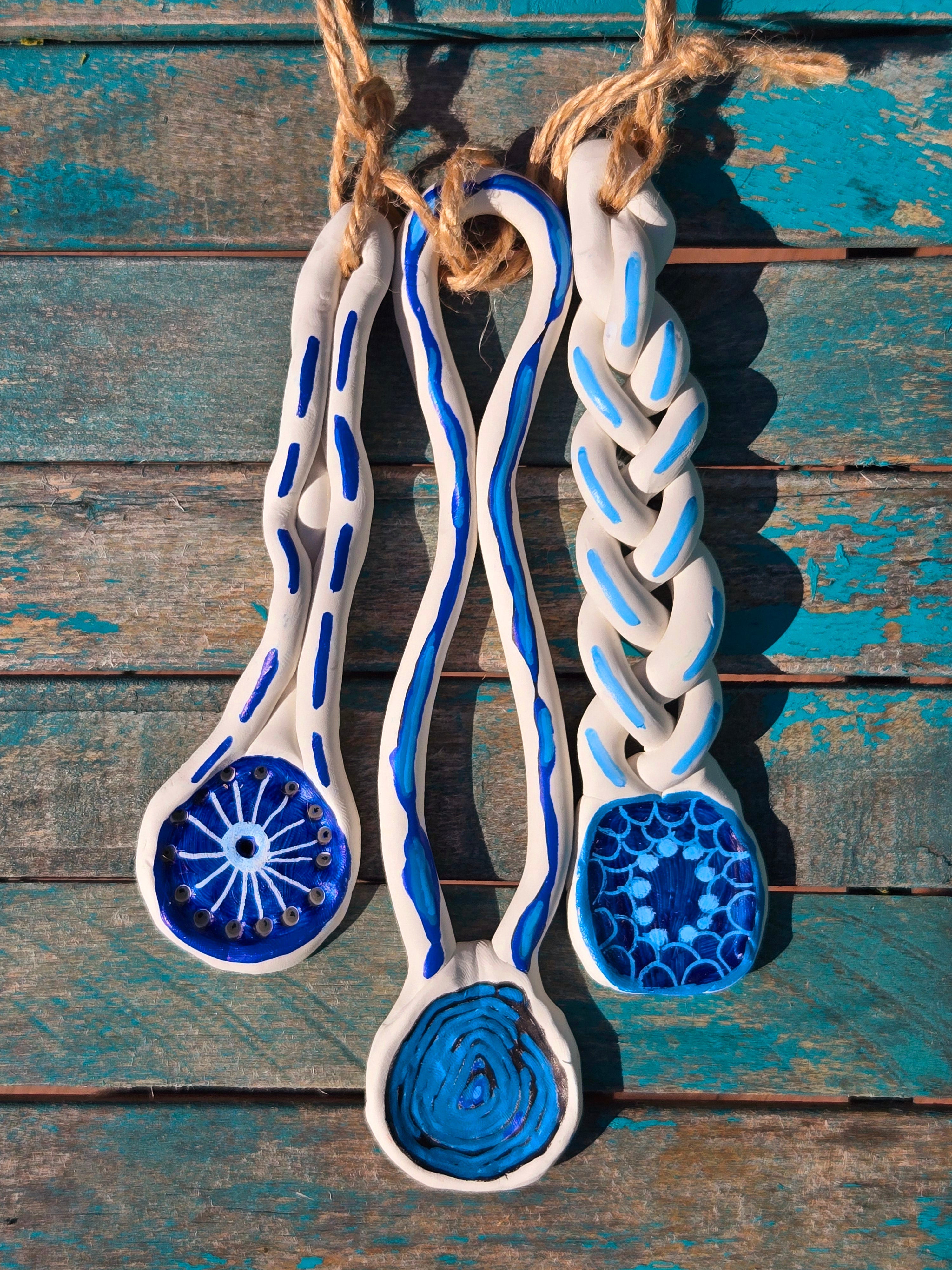 Decorative White Ceramic Spoons – Set of 3