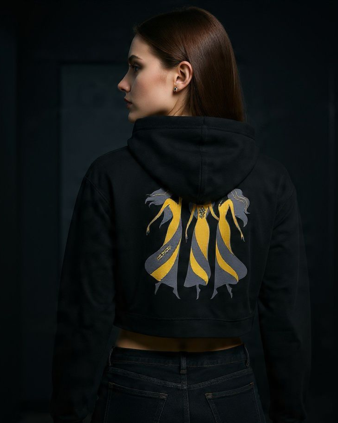 IELE Women's Cropped Hoodie |Black