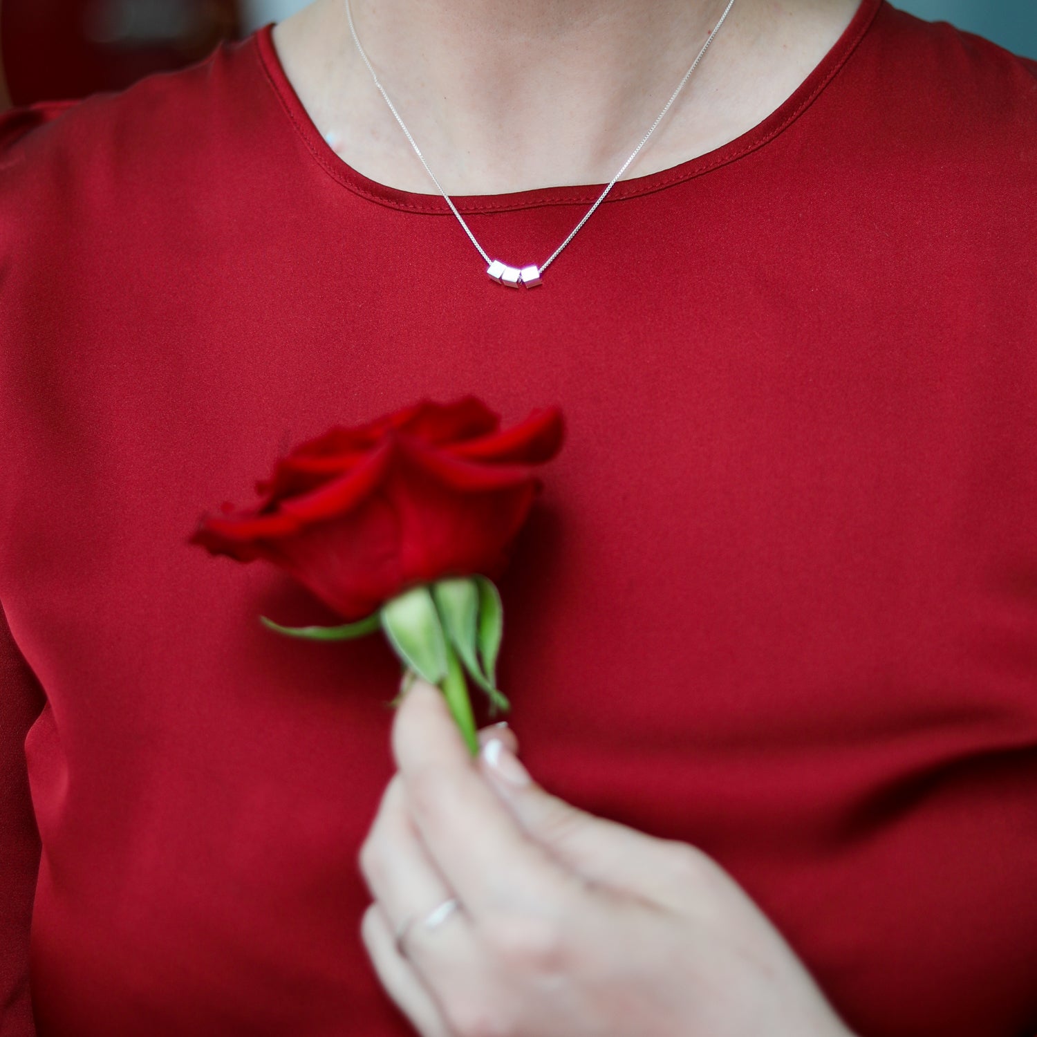 Three Cube Silver Necklace