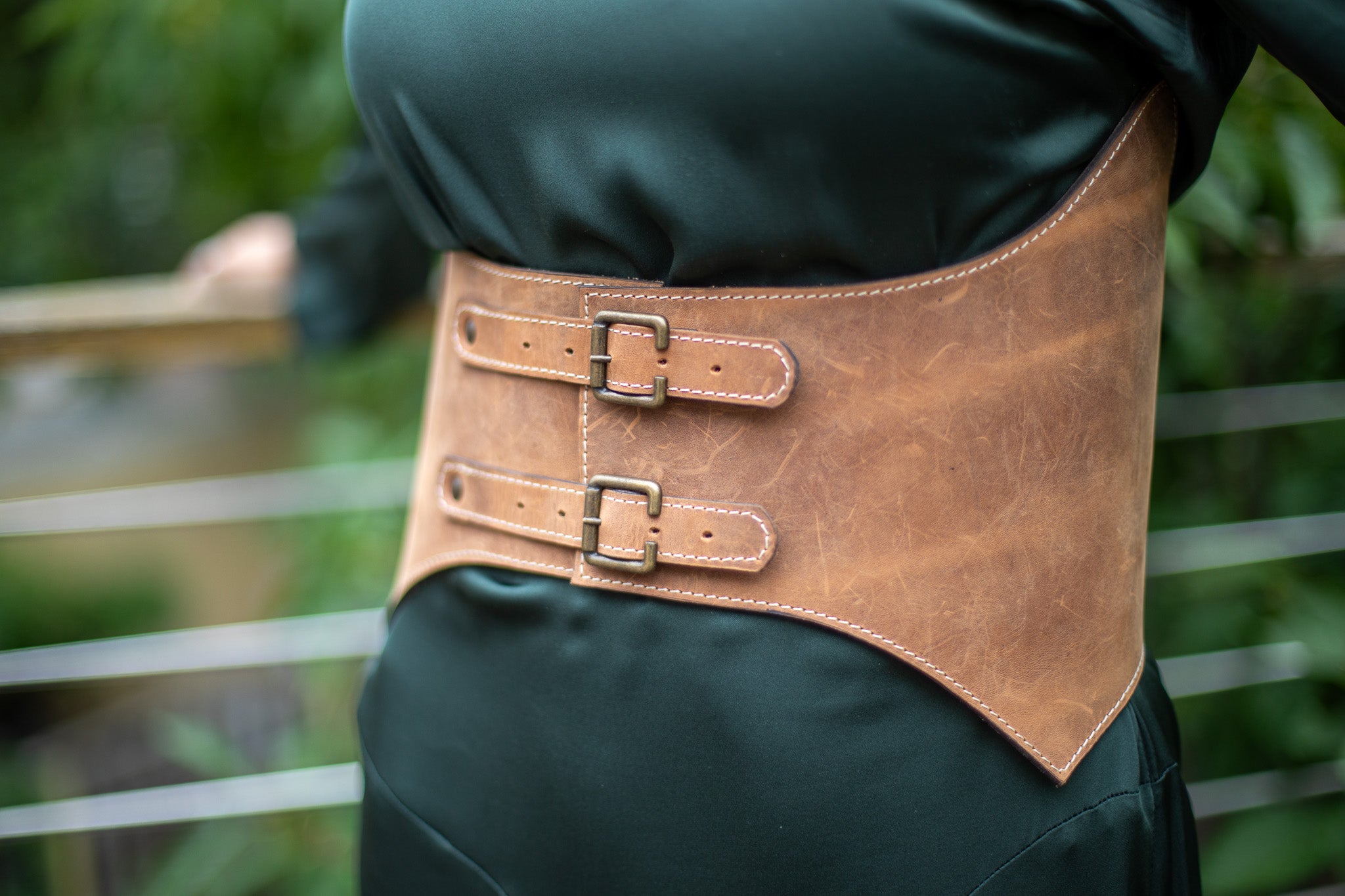Wide Leather Brown Corset Belt