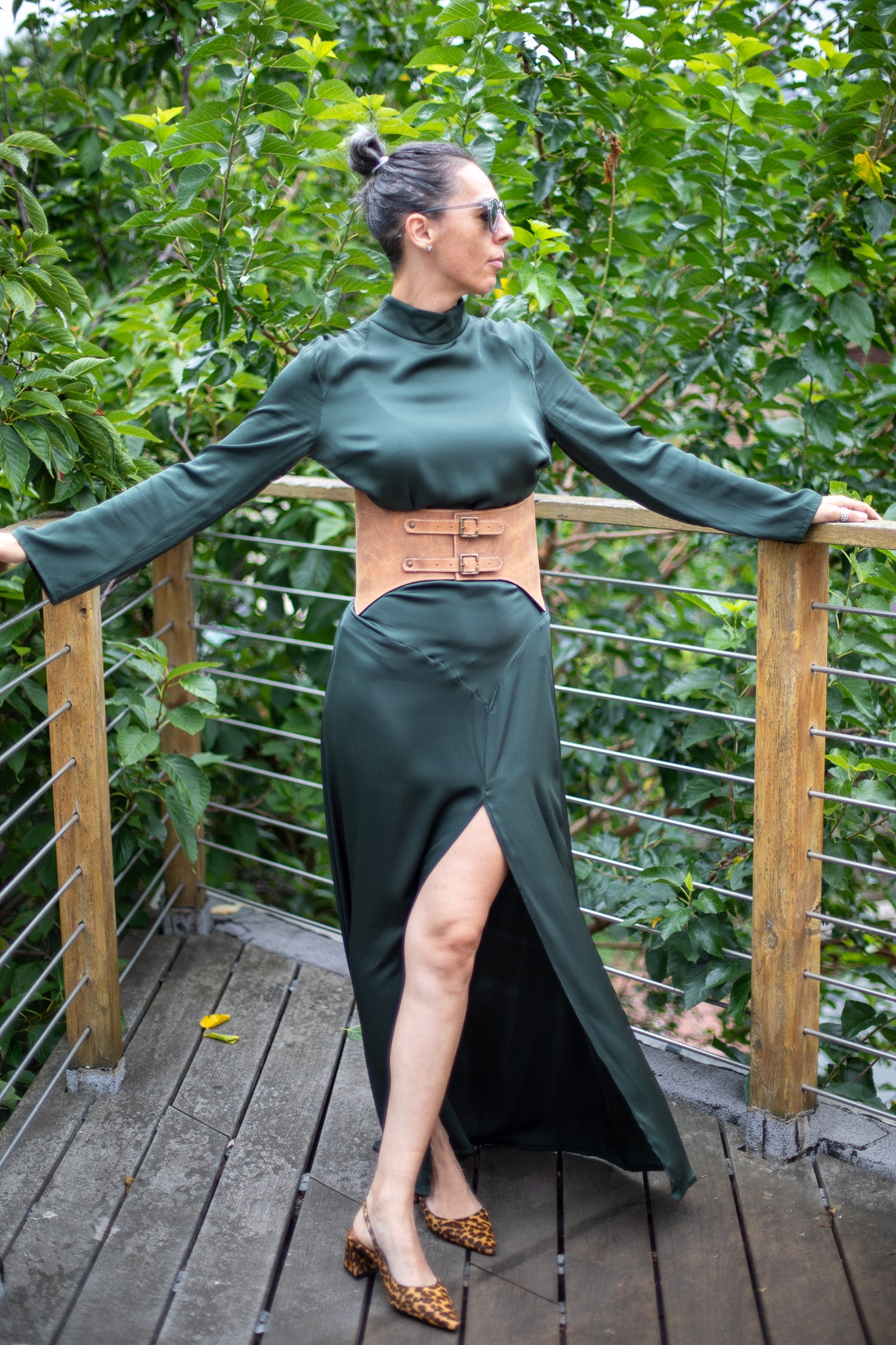 Wide Leather Brown Corset Belt