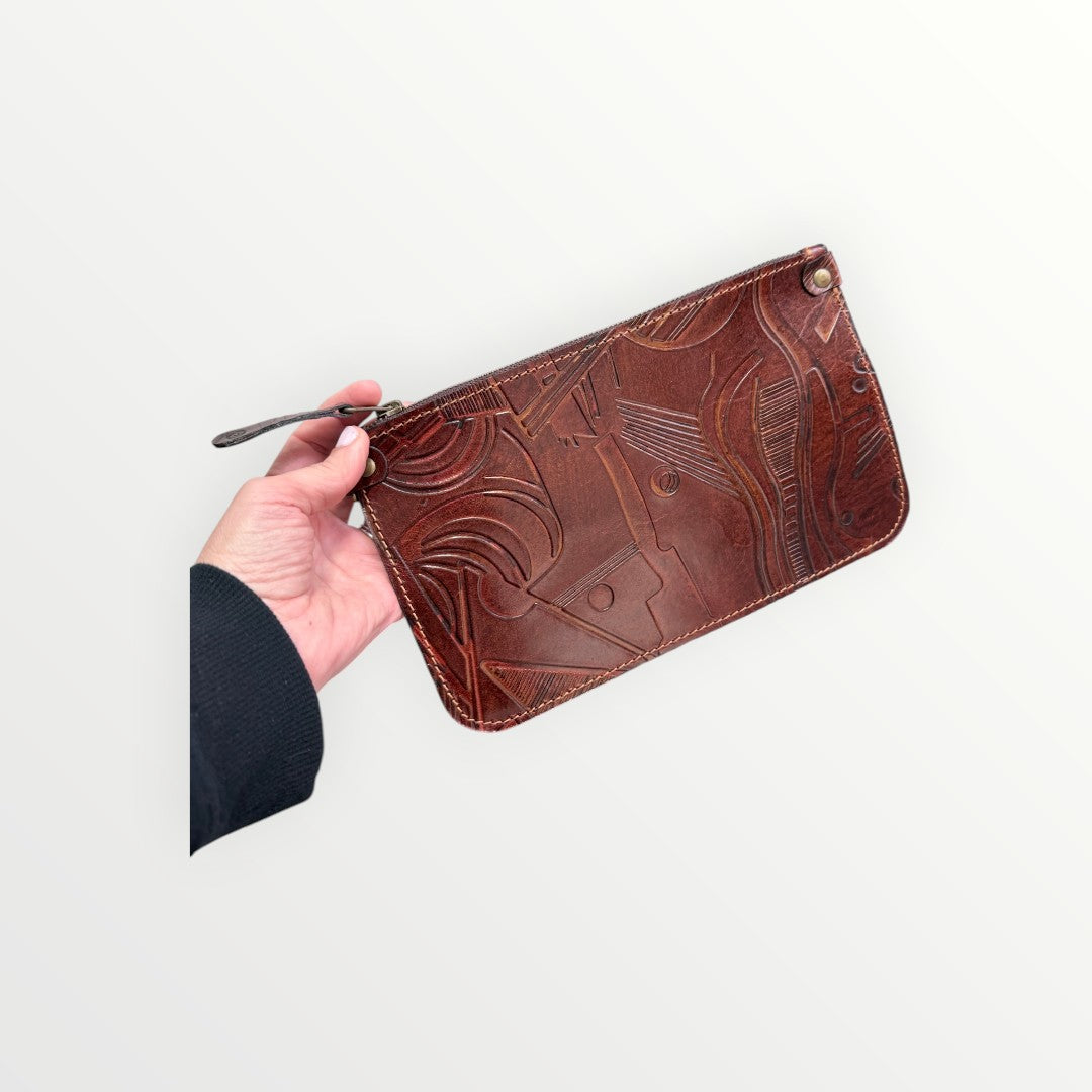 Large Embossed Leather Unisex Bag