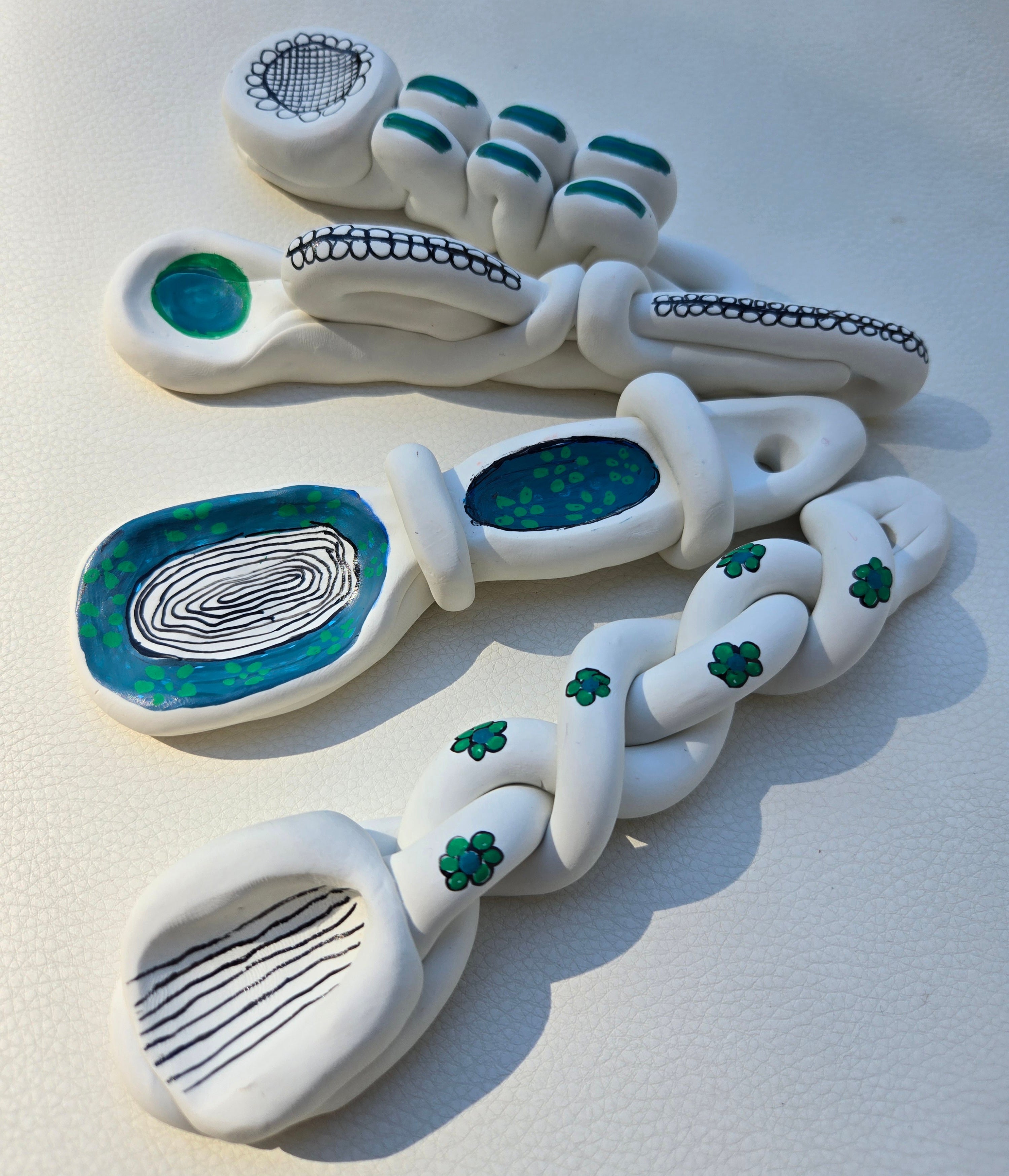 Decorative White Ceramic Spoons – Set of 4