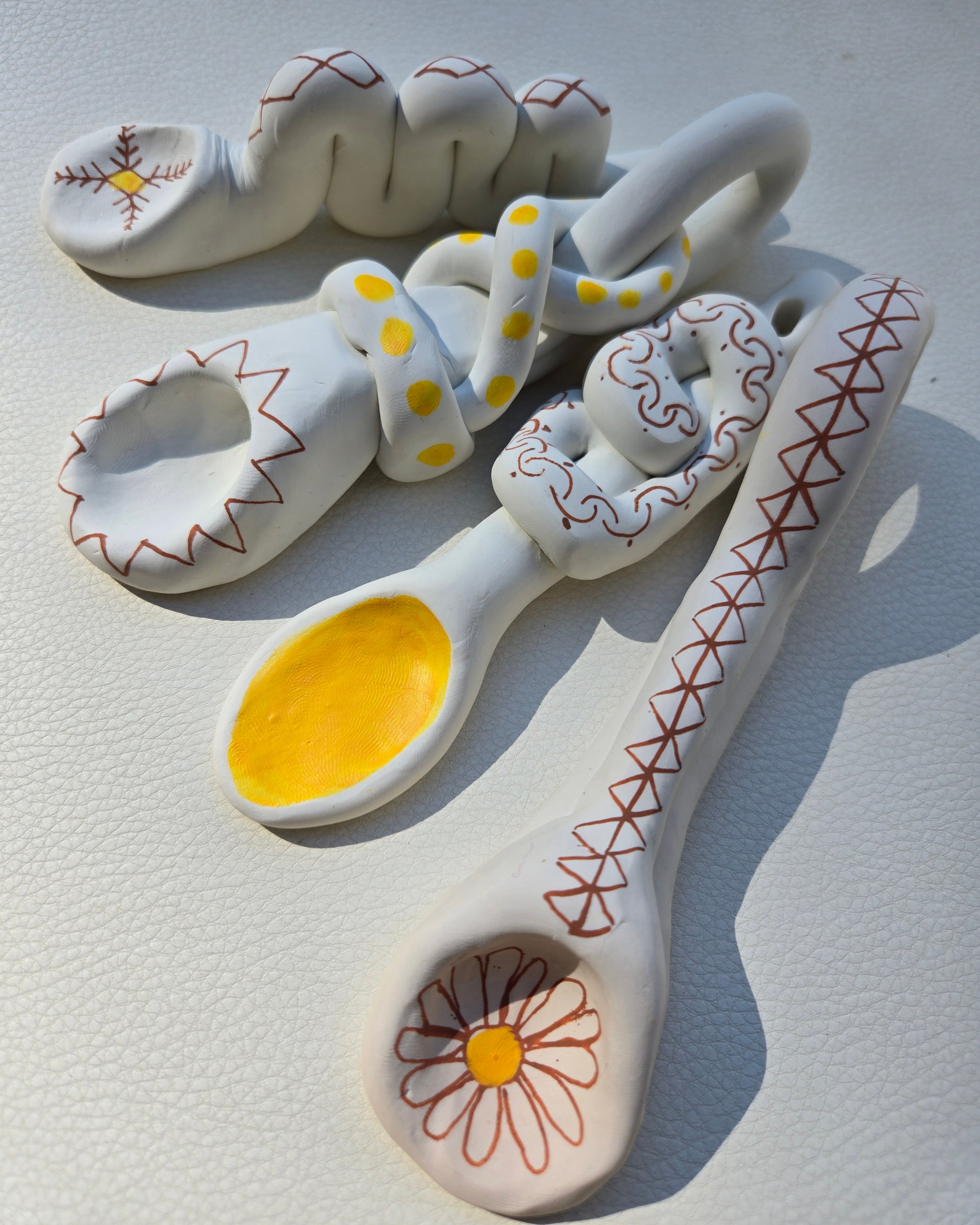 Decorative White Ceramic Spoons – Set of 4