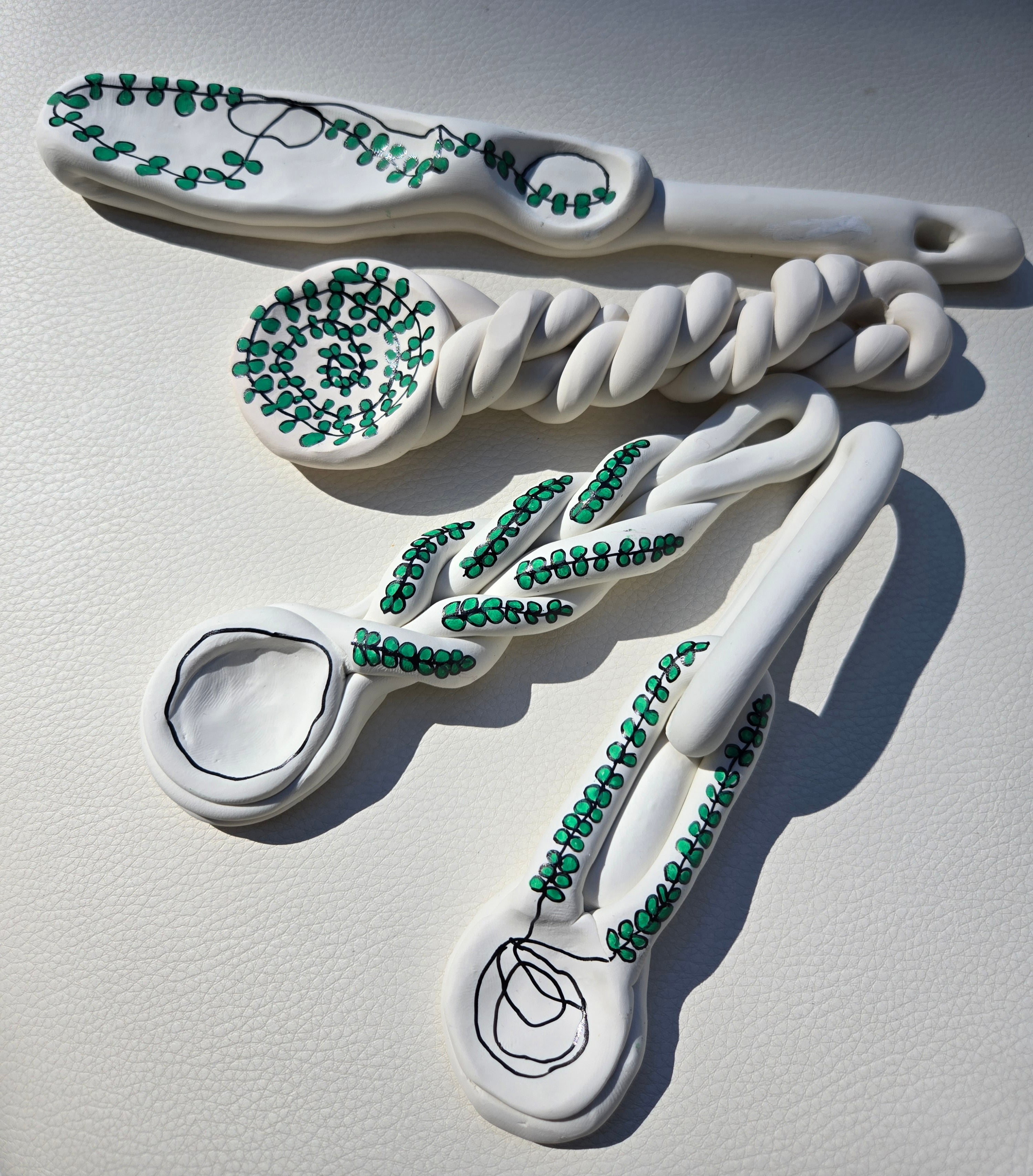 Decorative White Ceramic Spoons – Set of 4