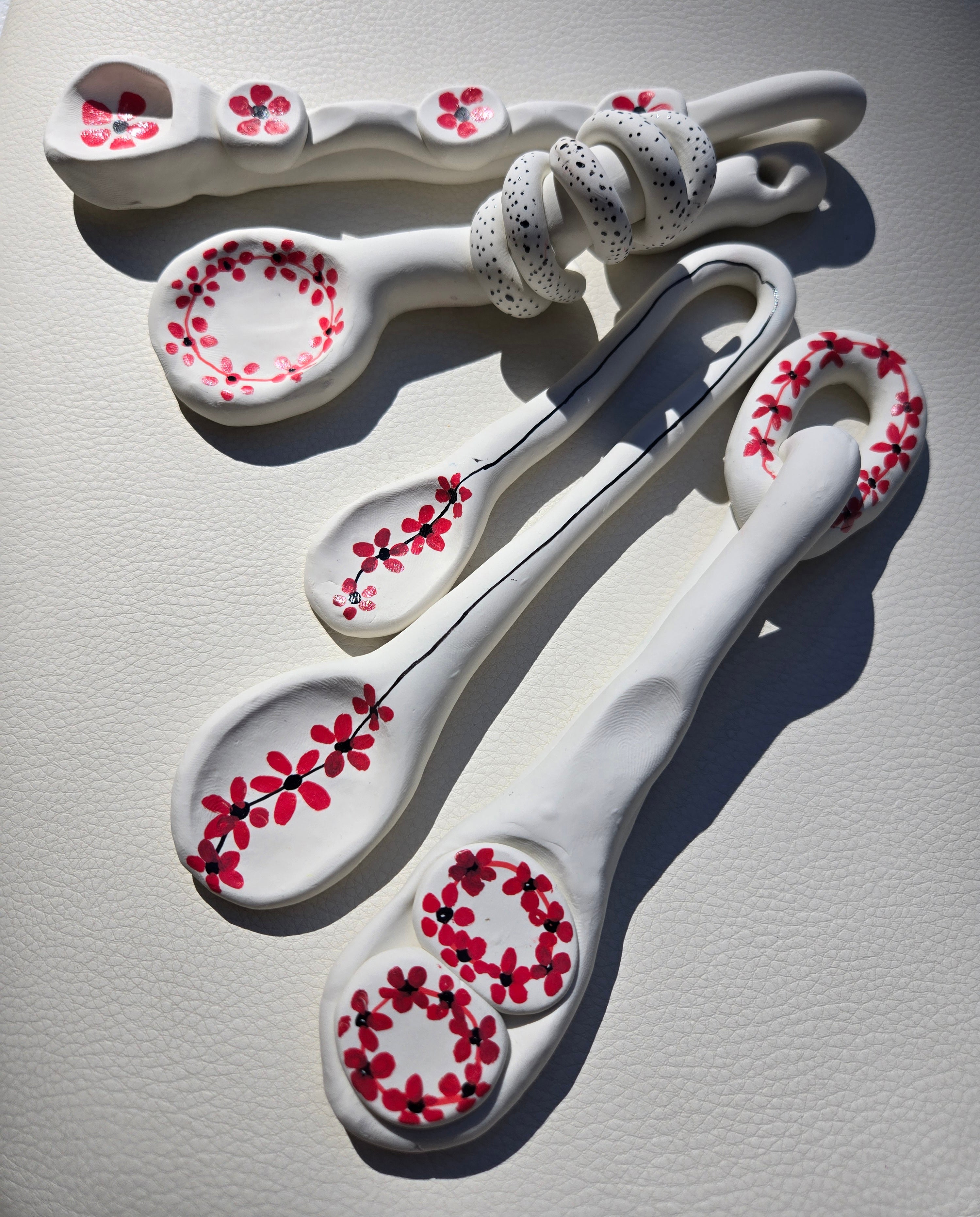 Decorative White Ceramic Spoons – Set of 4