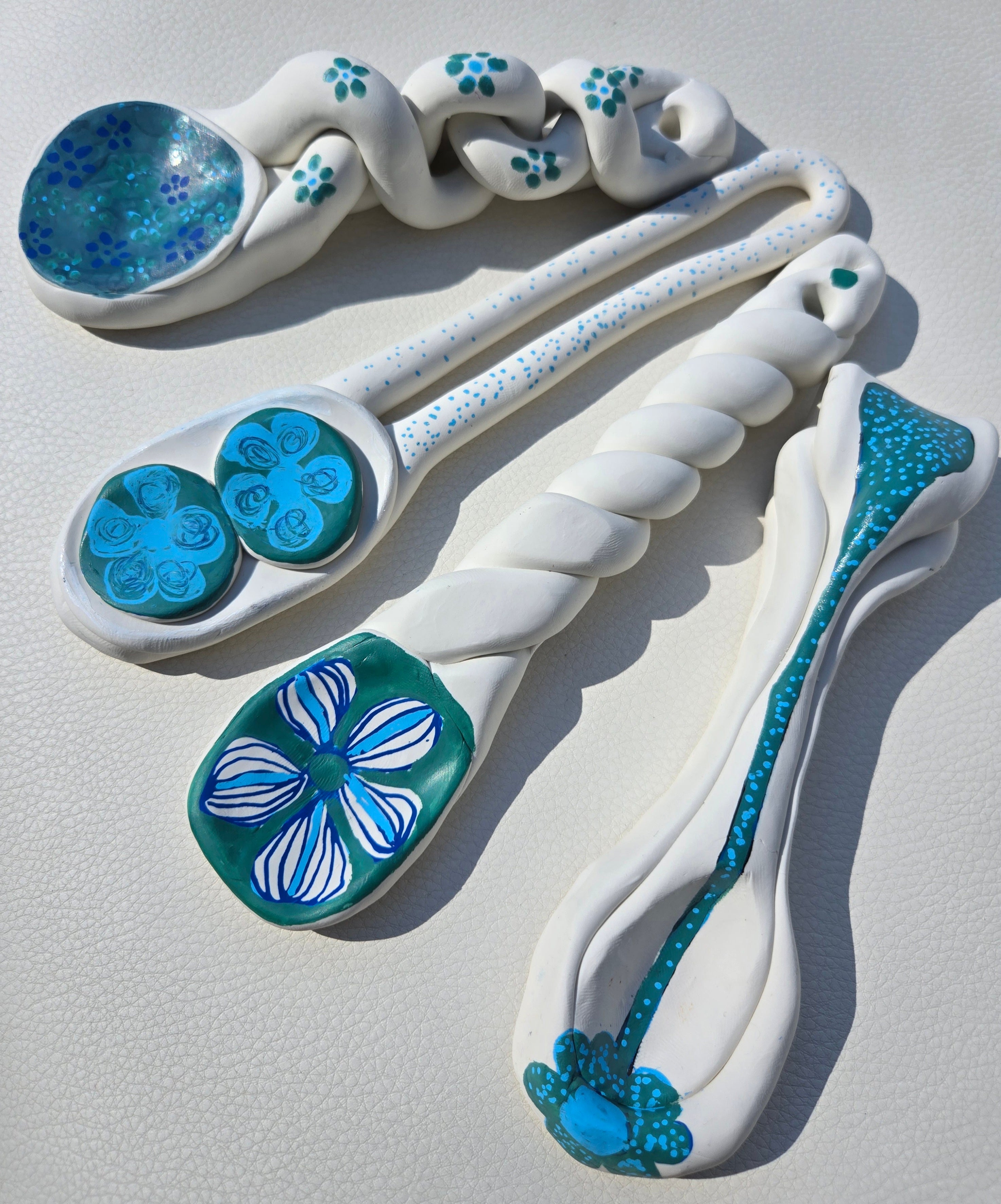 Decorative White Ceramic Spoons – Set of 4